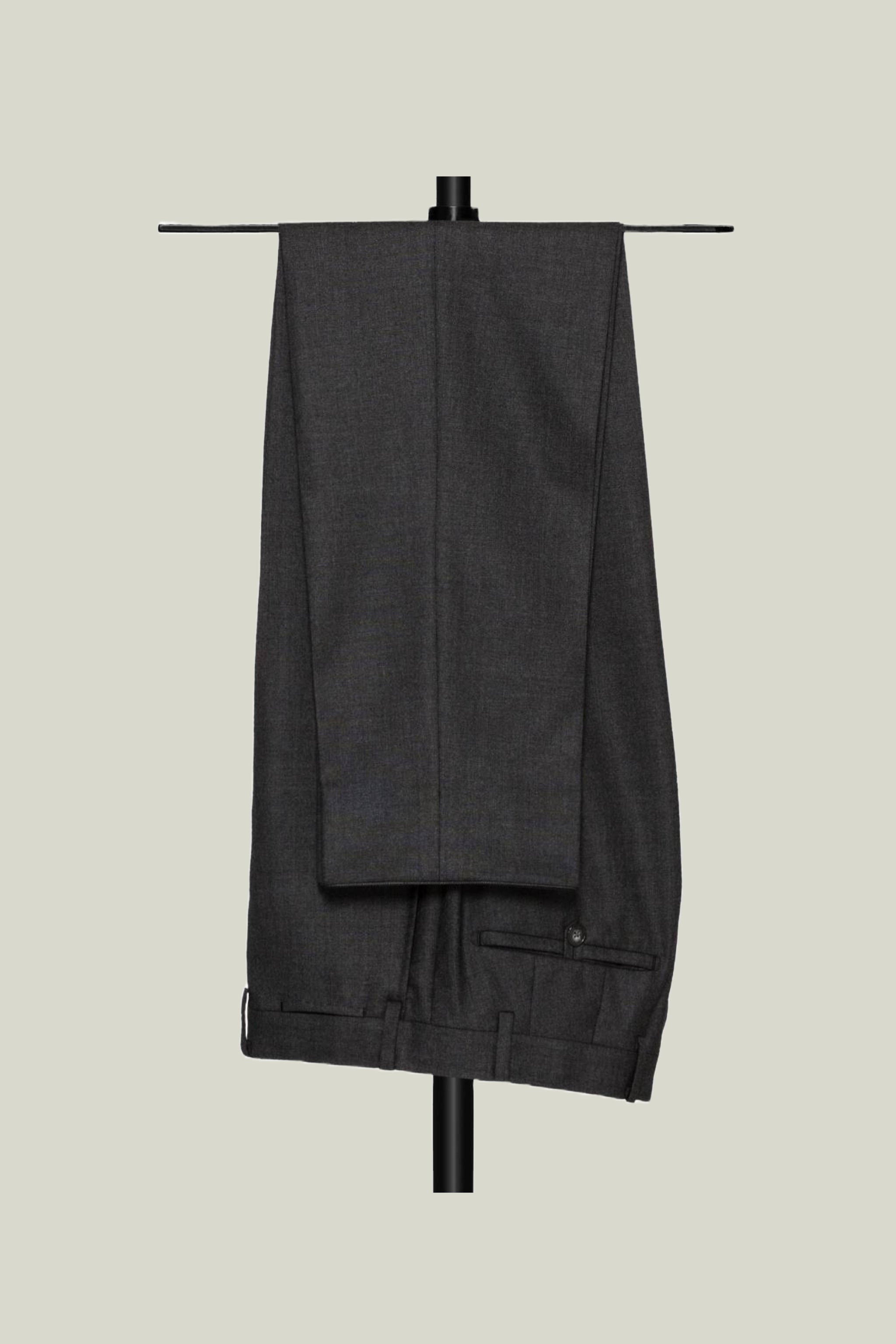Charcoal Business Dress Trouser custom tailored in Sydney Australia, side view.