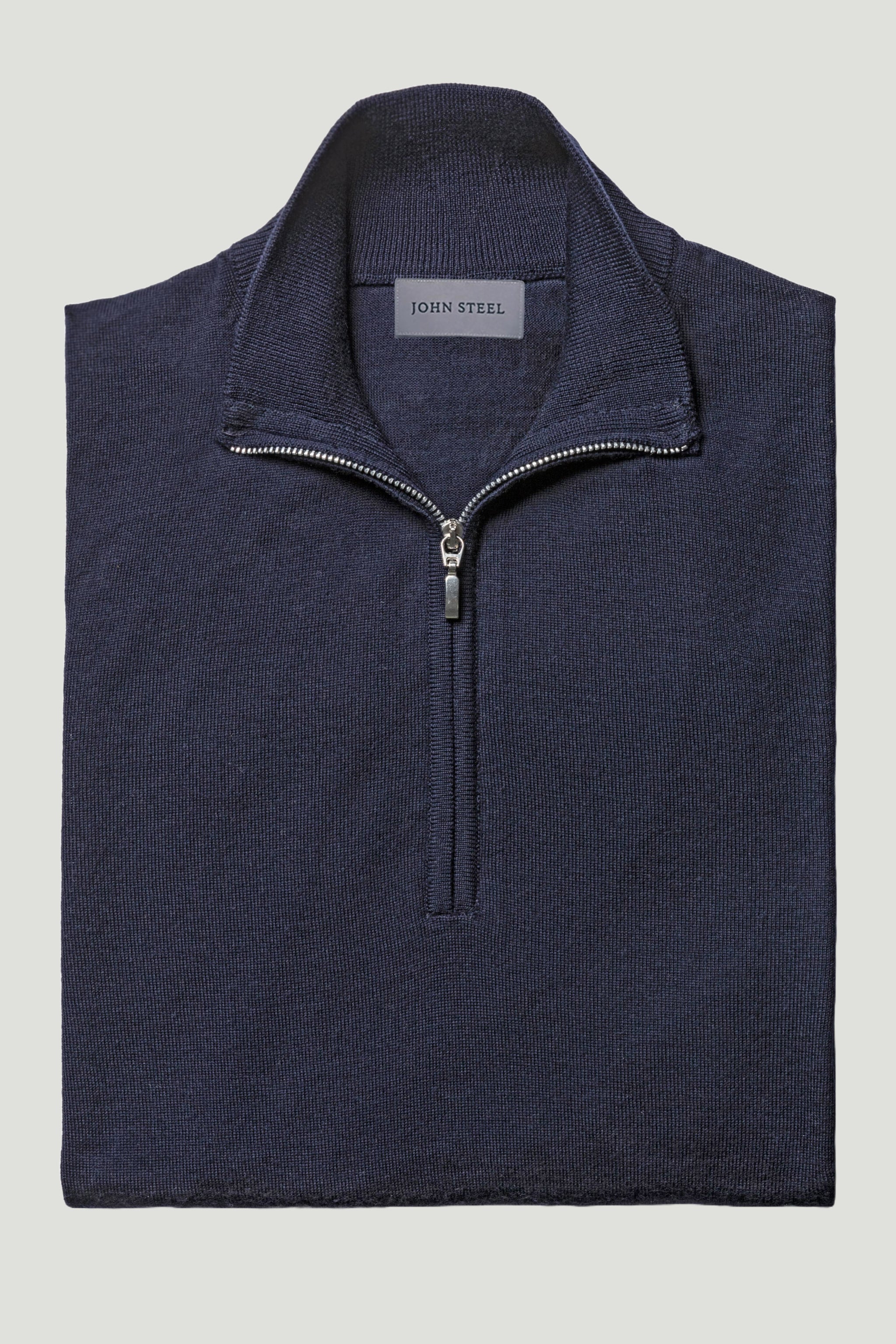 Navy Cashmere Half Zip Sweater custom tailored in Sydney Australia, front view.