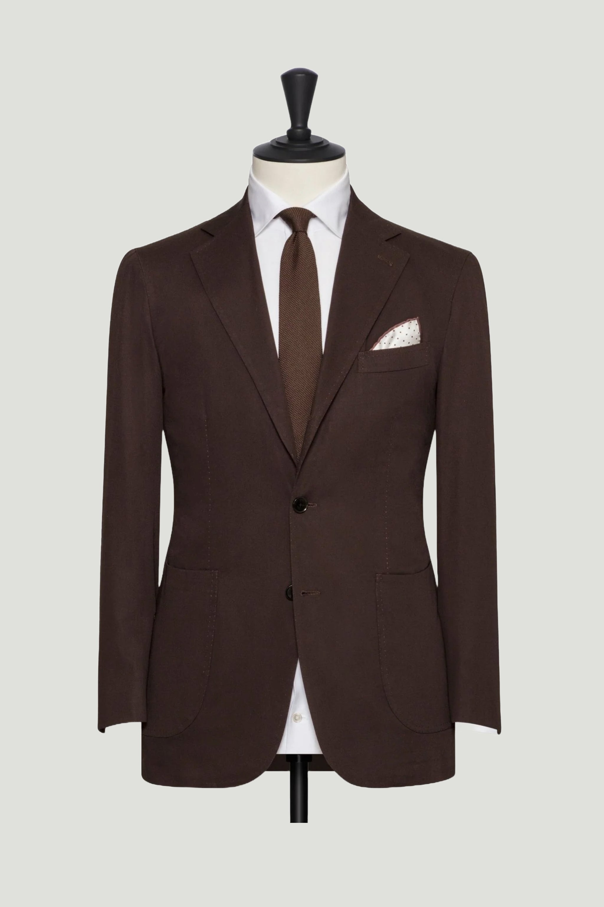 Dark Brown Cotton Suit custom tailored in Sydney Australia, front view.
