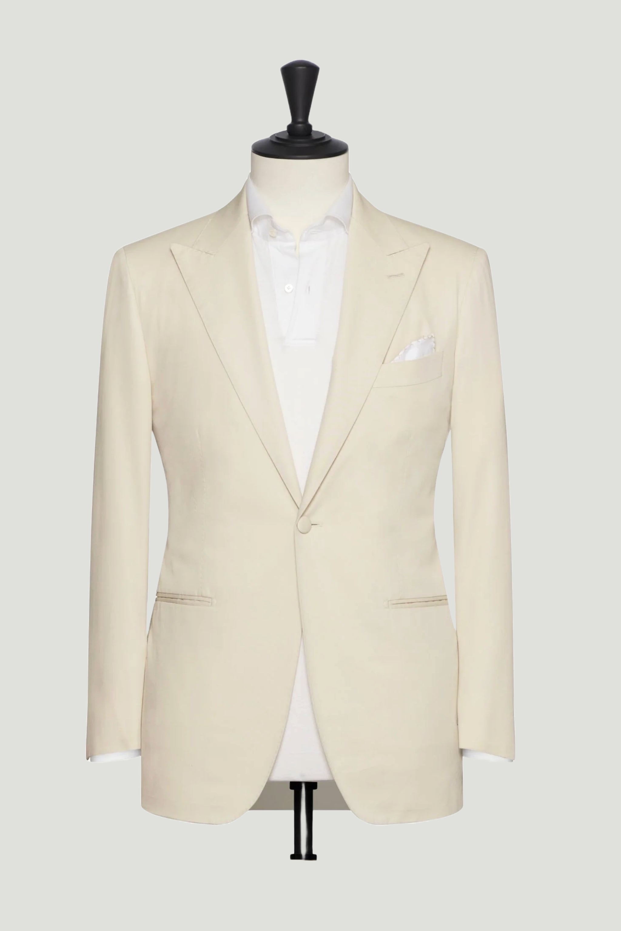 Light Cream Cotton Suit custom tailored in Sydney Australia, front view.
