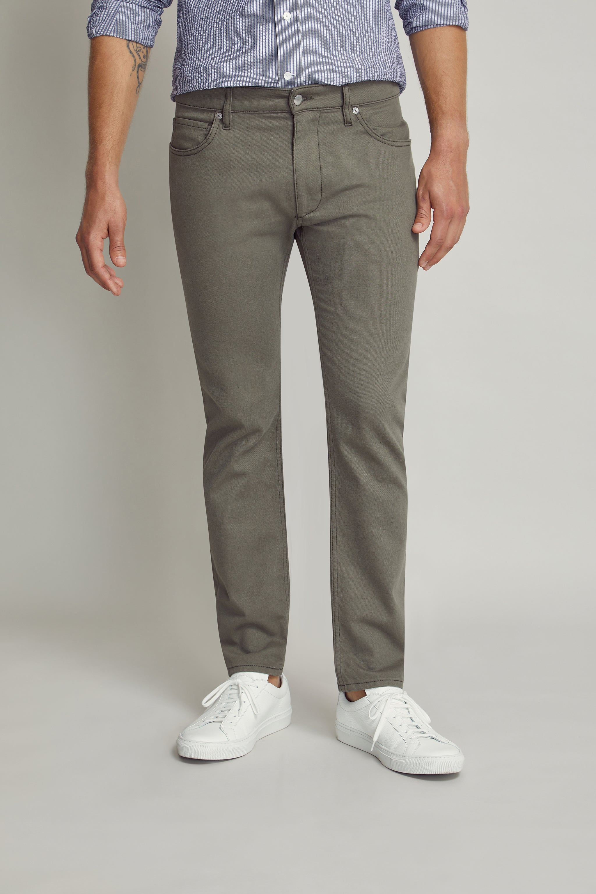 Olive Green Five Pocket Pants custom tailored in Sydney Australia.