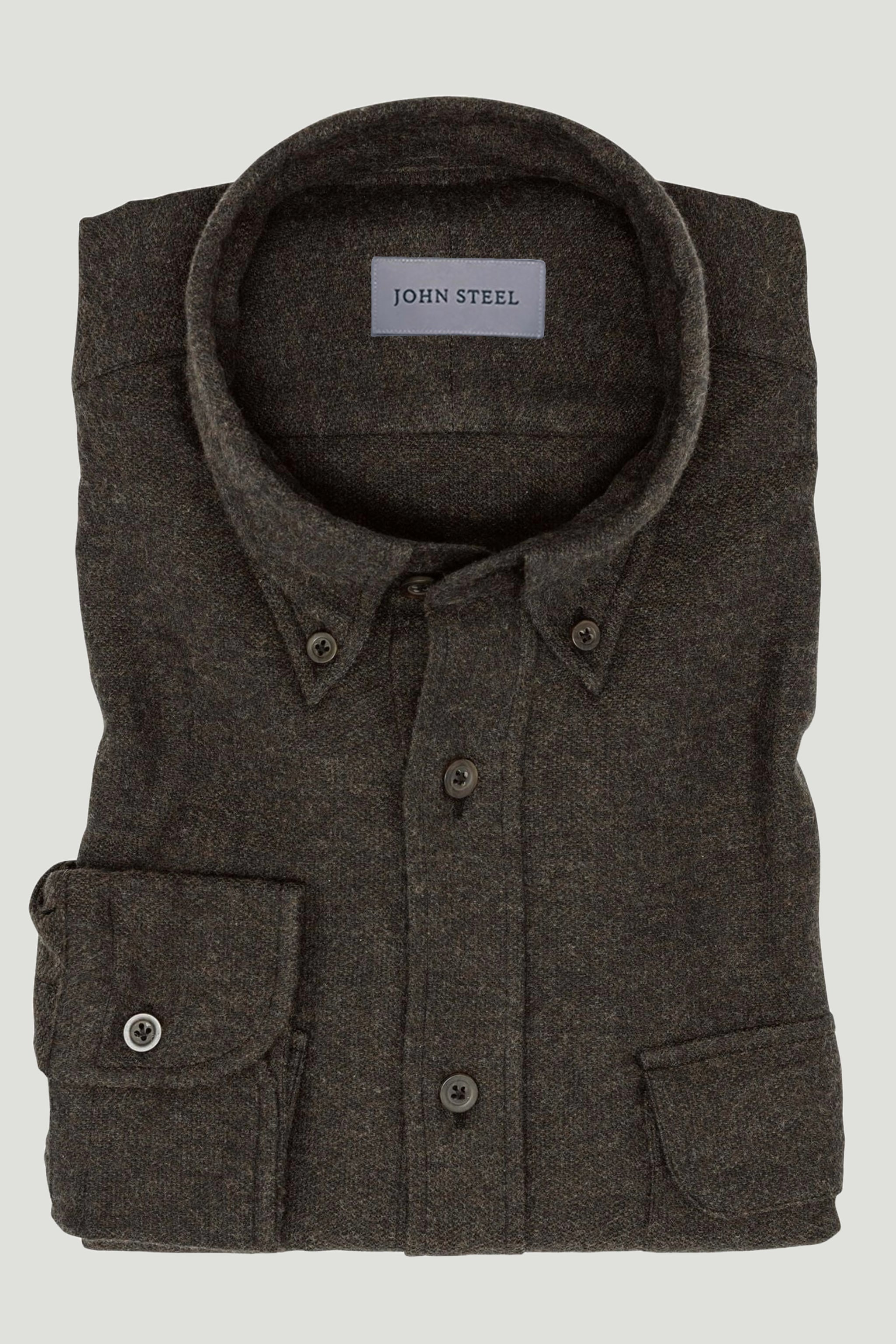 Dark Brown Melange Flannel Overshirt custom tailored in Sydney Australia.