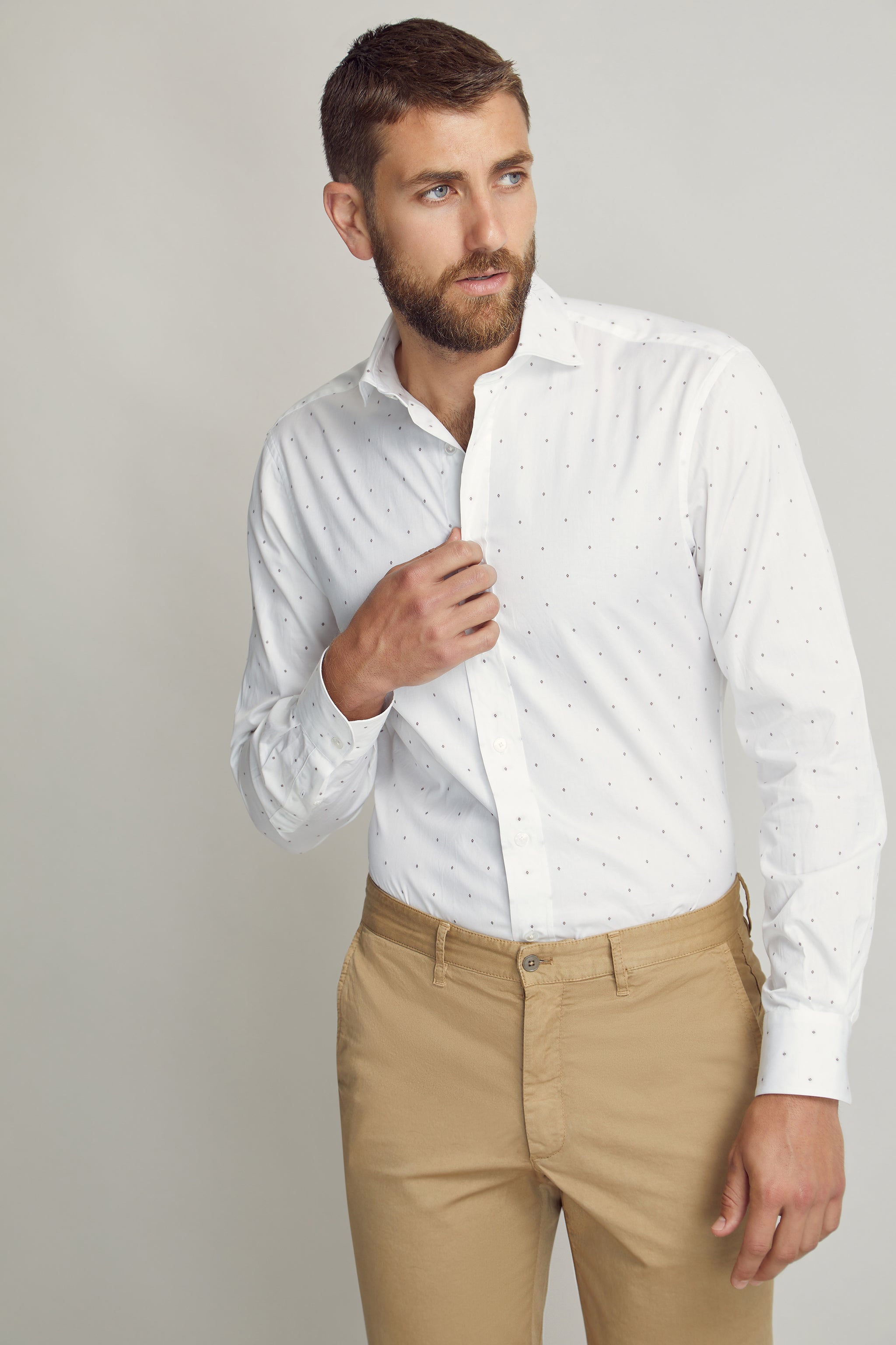 Geometric Embroidered Shirt custom tailored in Sydney Australia.