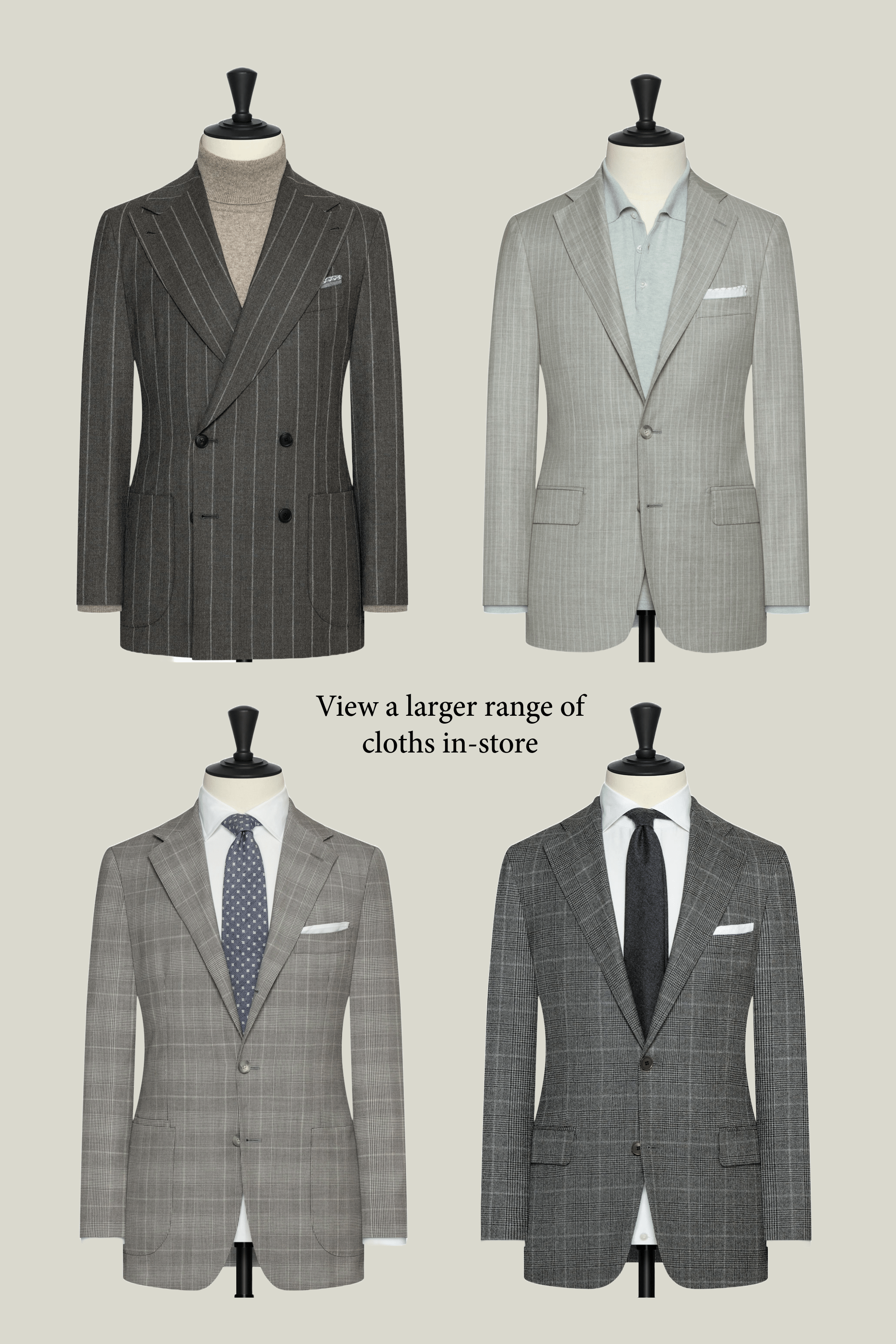 Grey Suit patterned options custom tailored in Sydney Australia.