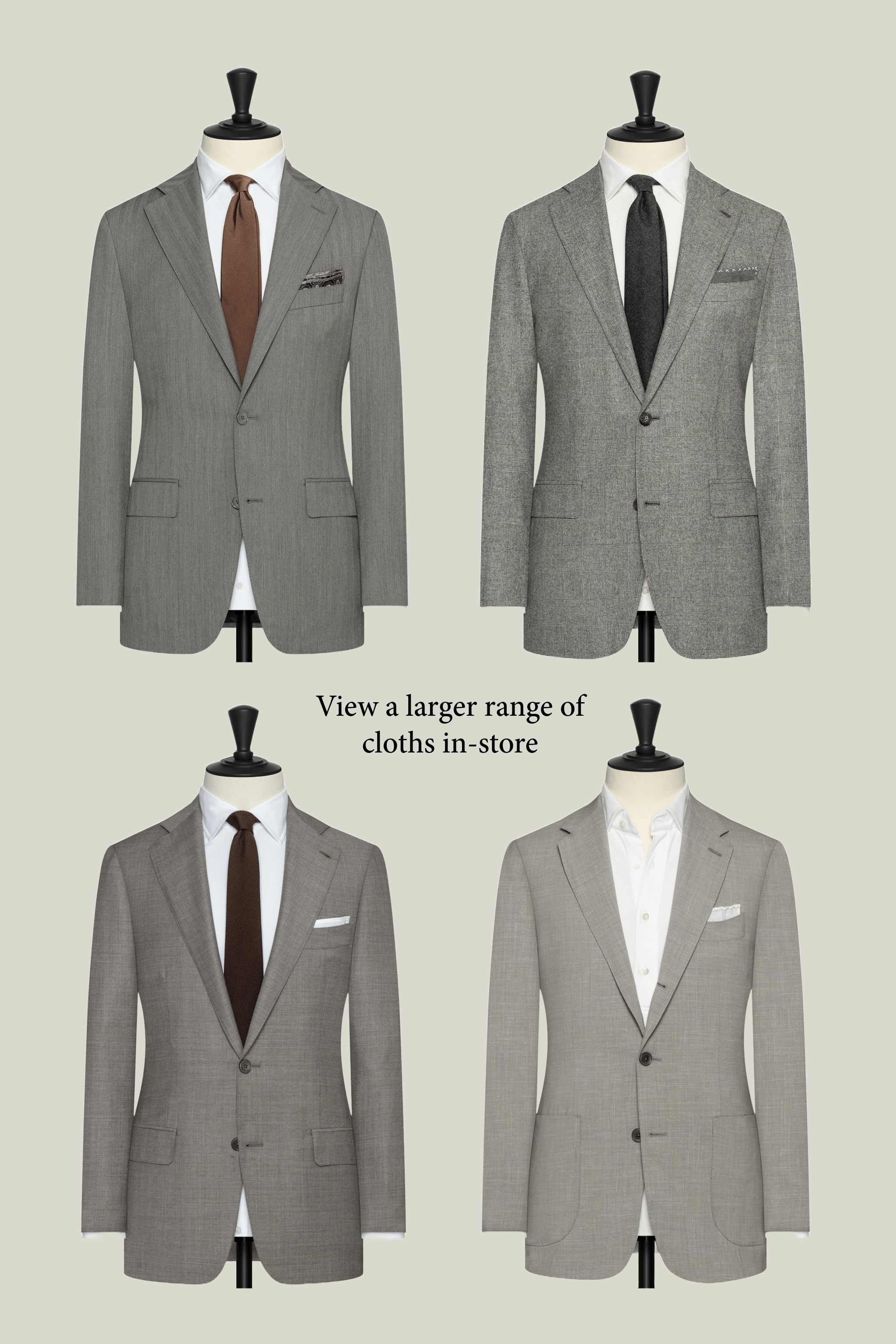 Grey Suit options custom tailored in Sydney Australia.