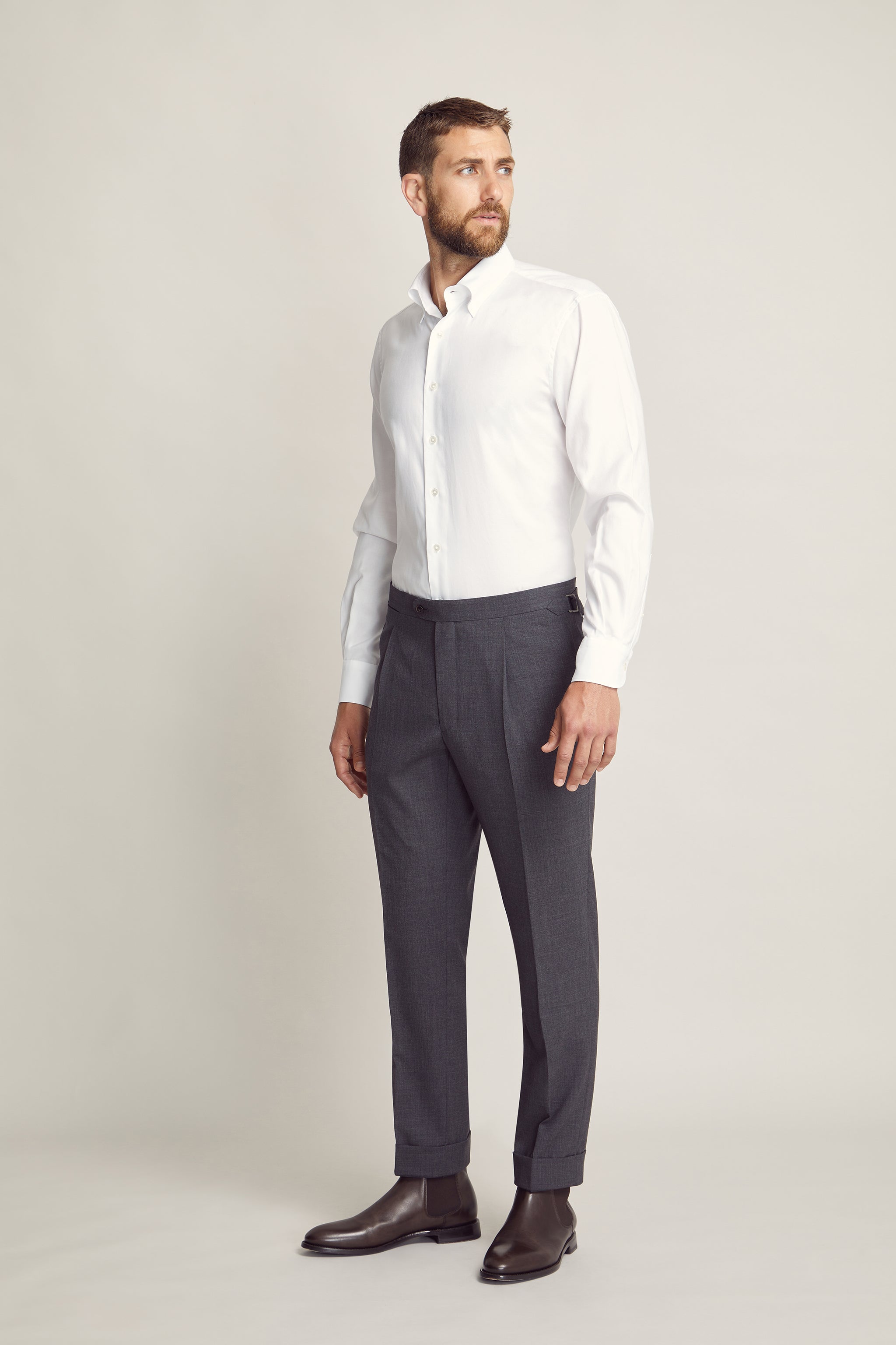 Grey High Twist Trouser custom tailored in Sydney Australia.