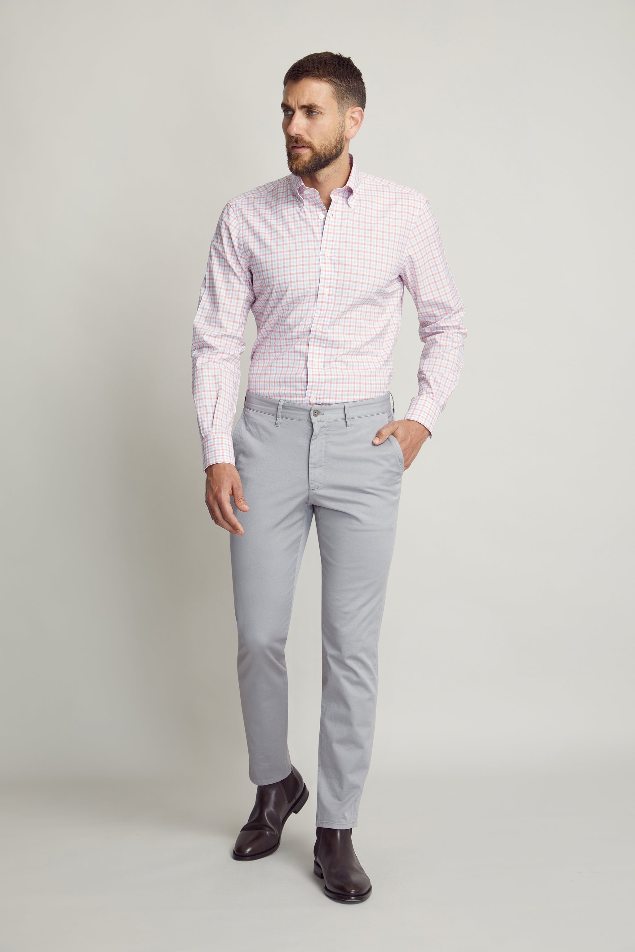 Light Gray Light Weight Chinos custom tailored in Sydney Australia.