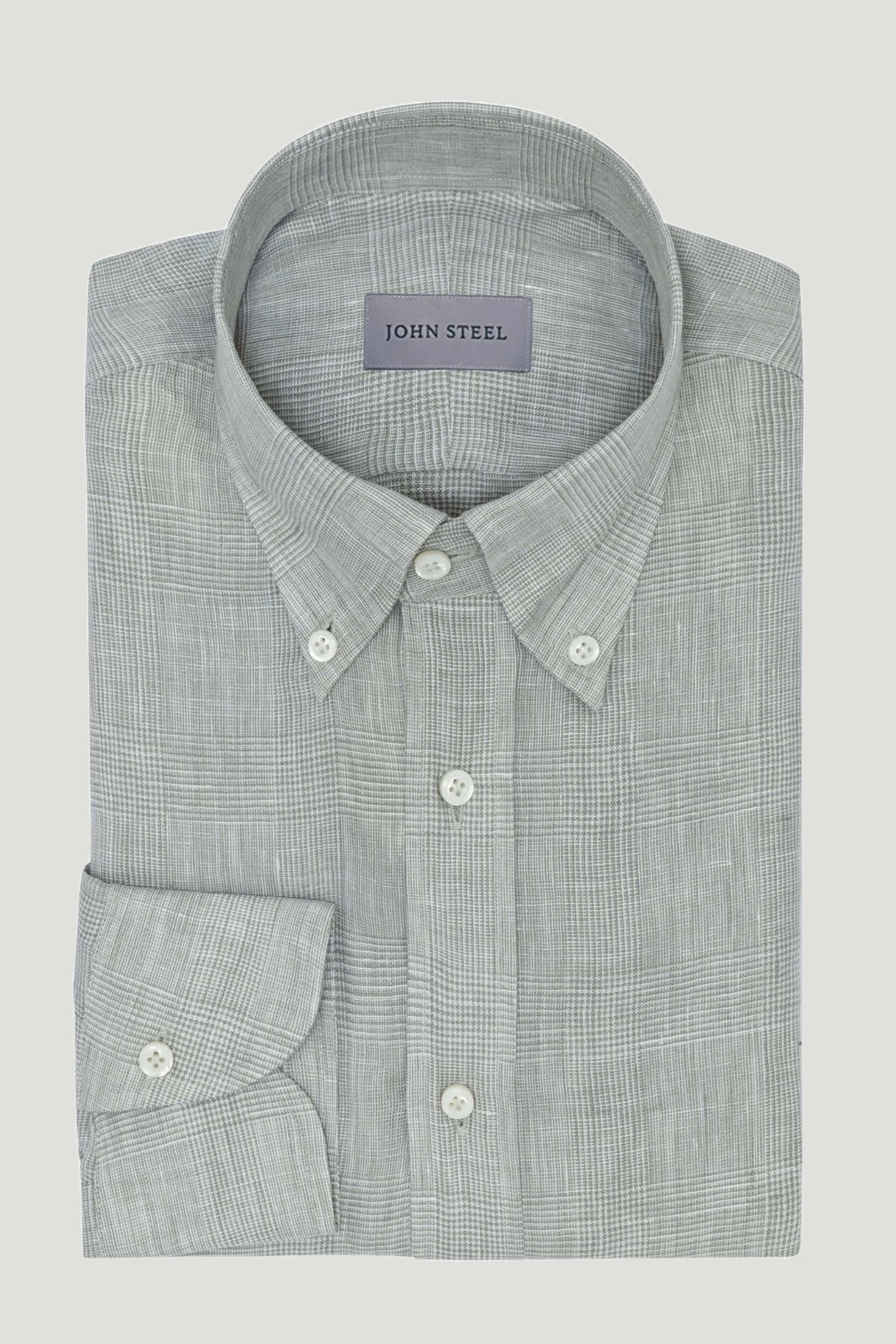 Light Grey Check Linen Batiste Shirt custom tailored in Sydney Australia.