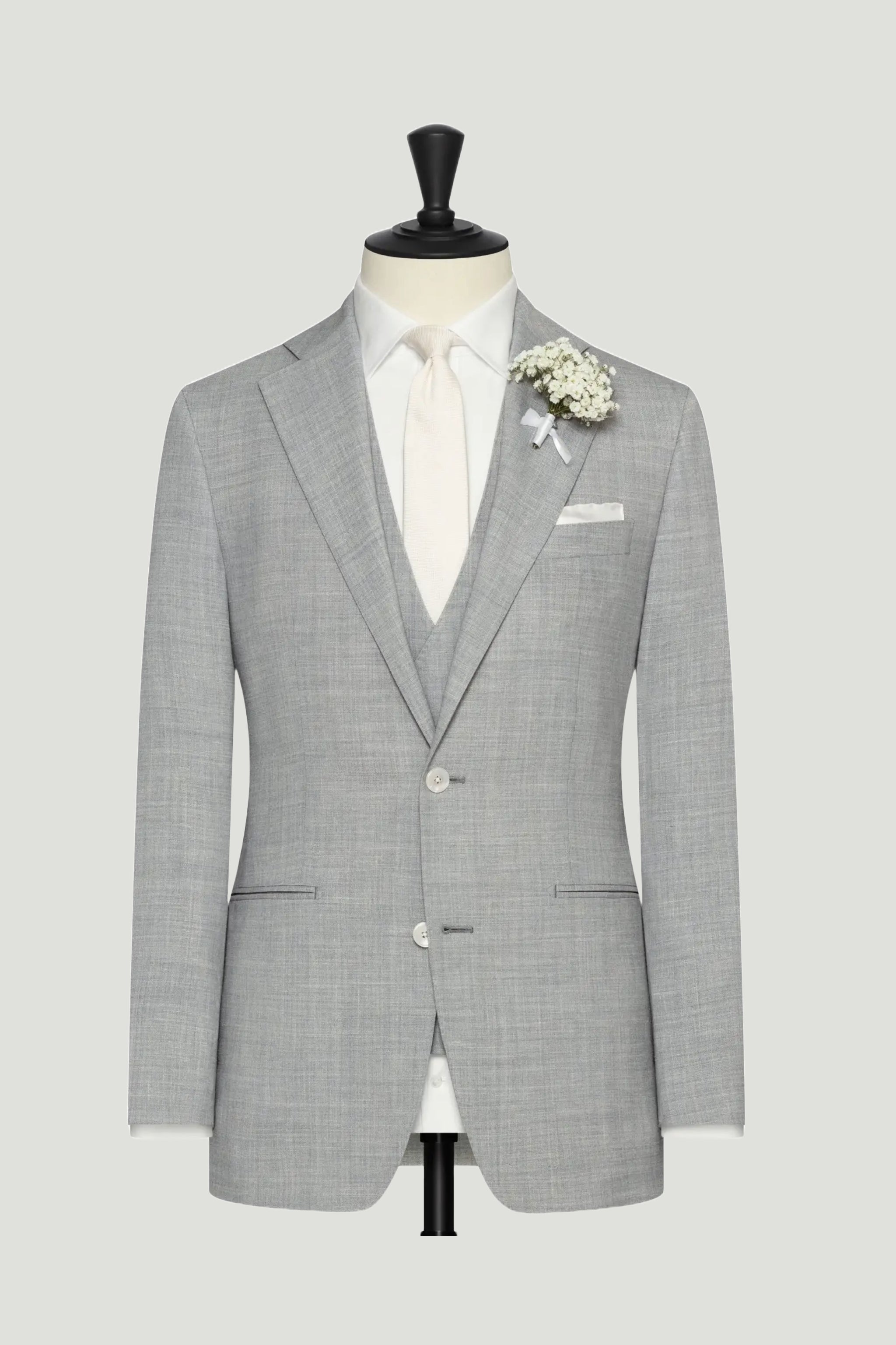 Light Grey Linen Blend Suit custom tailored in Sydney Australia.
