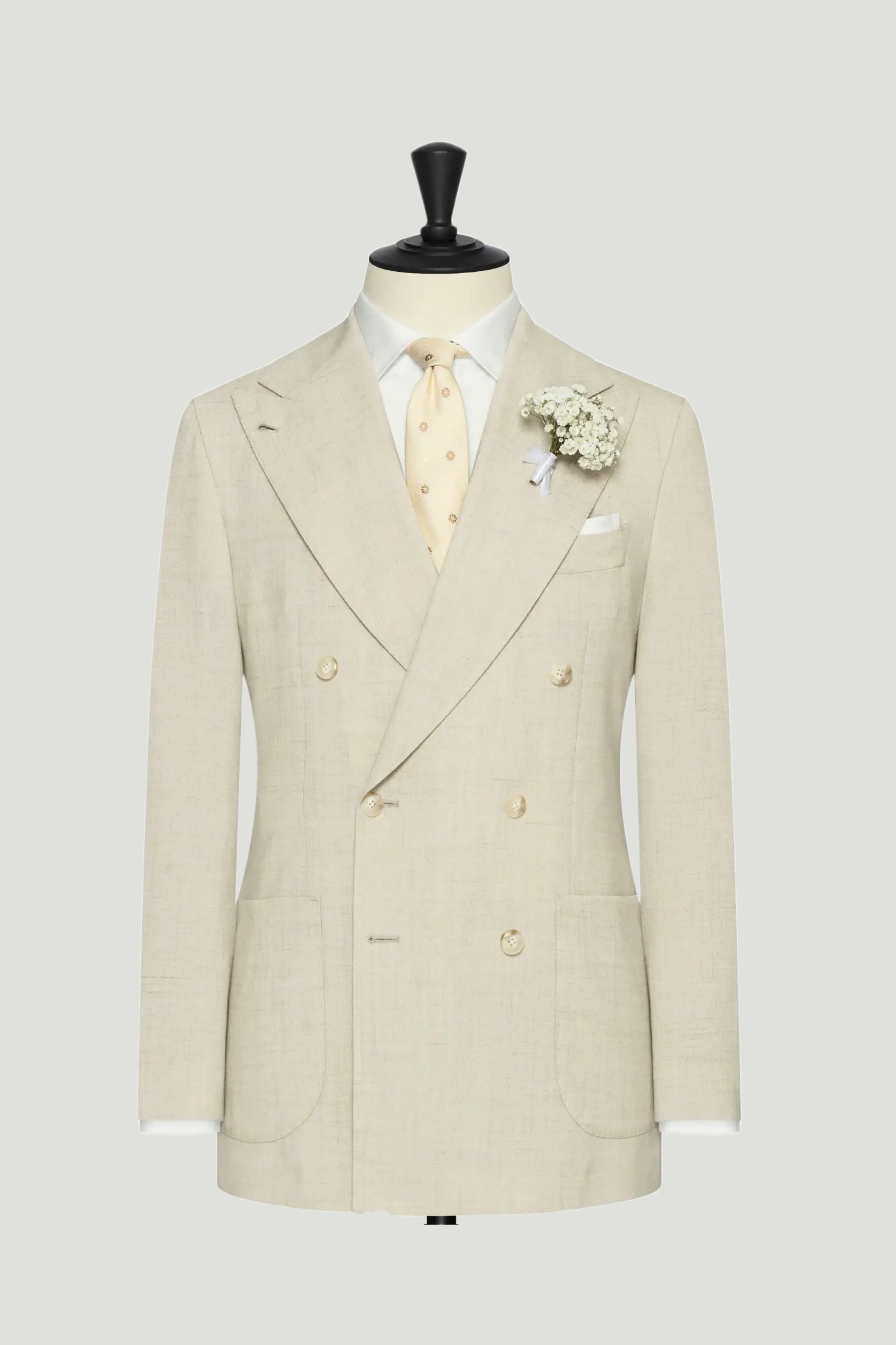 Cream Linen Blend Suit custom tailored in Sydney Australia.