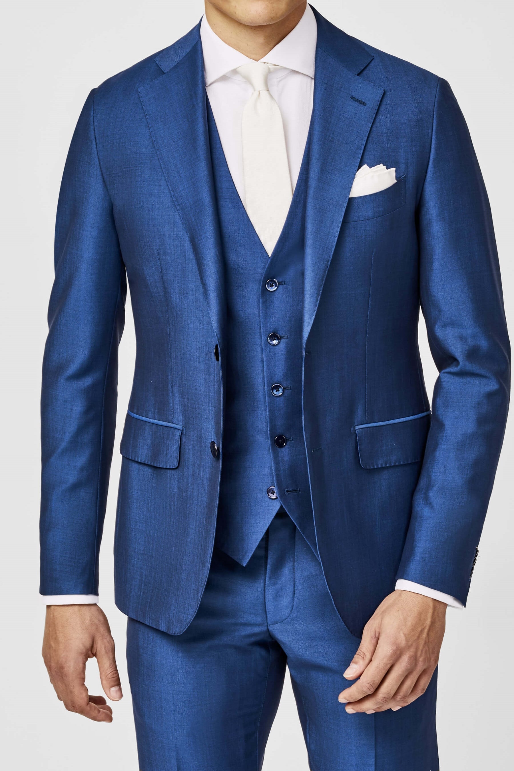 Bright Blue Mohair Suit custom tailored in Sydney Australia.