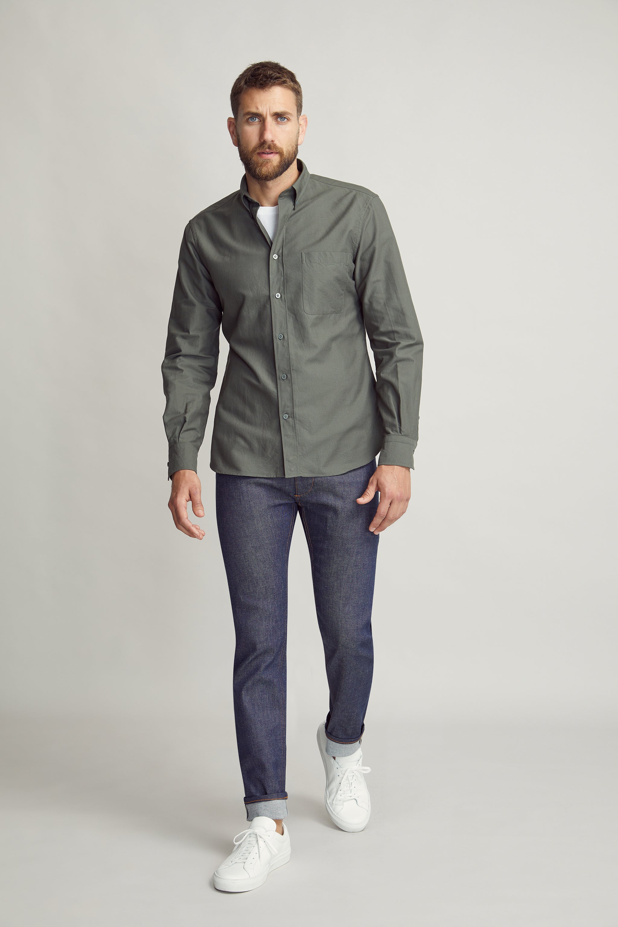 Oxford Button Down Shirt custom tailored in Sydney Australia.