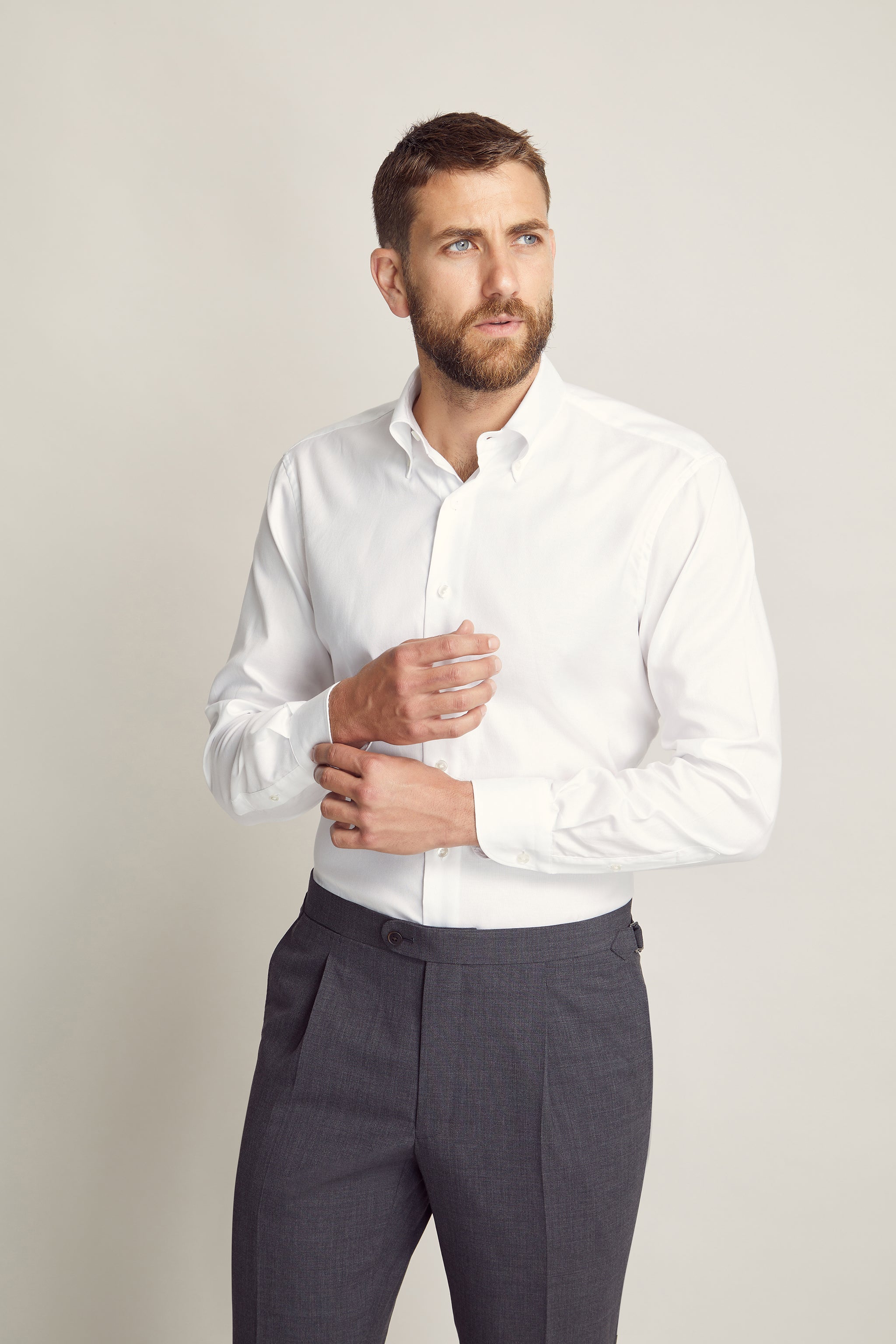 White Oxford Dress Shirt custom tailored in Sydney Australia.