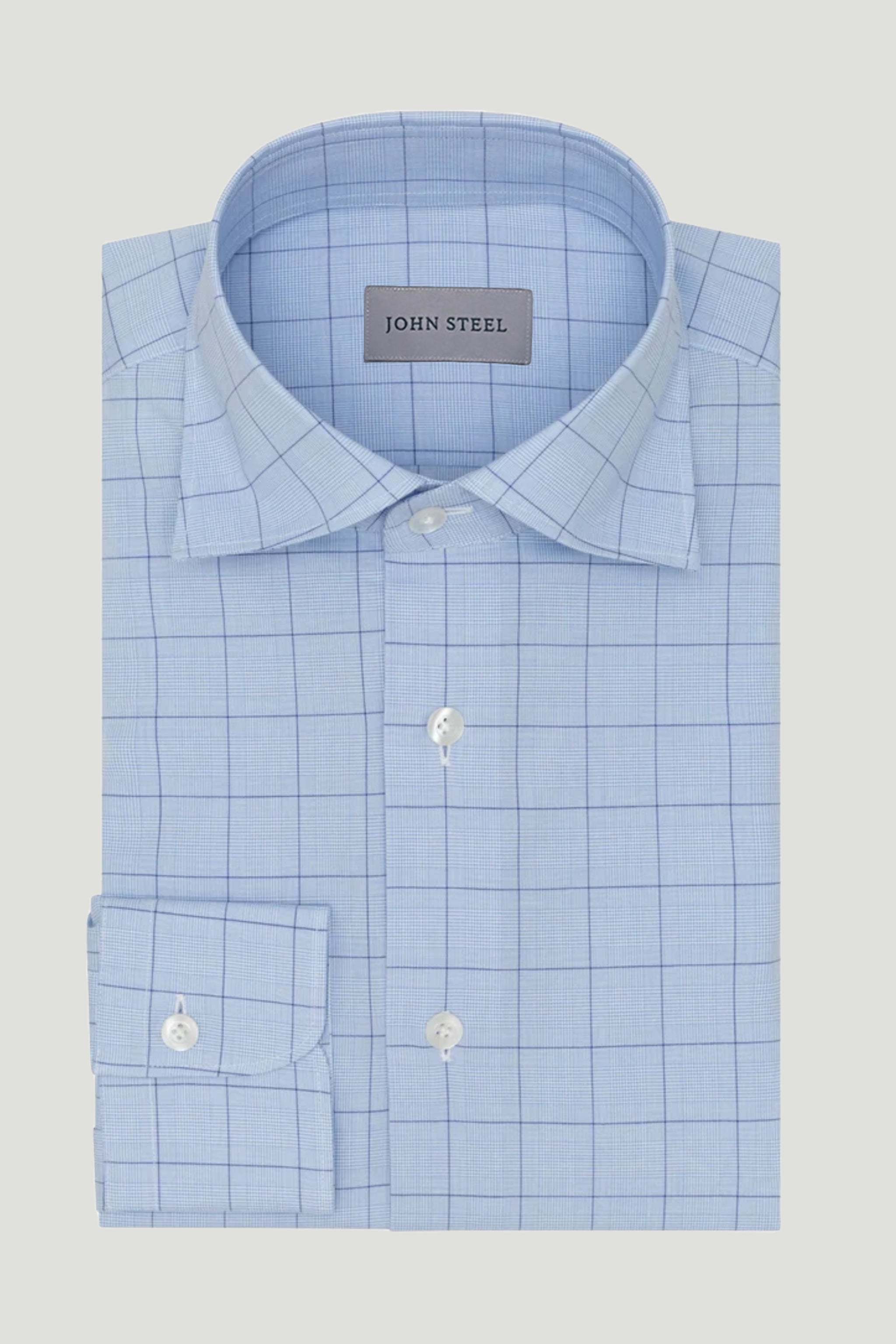 Blue Check Dress Shirt custom tailored in Sydney Australia.