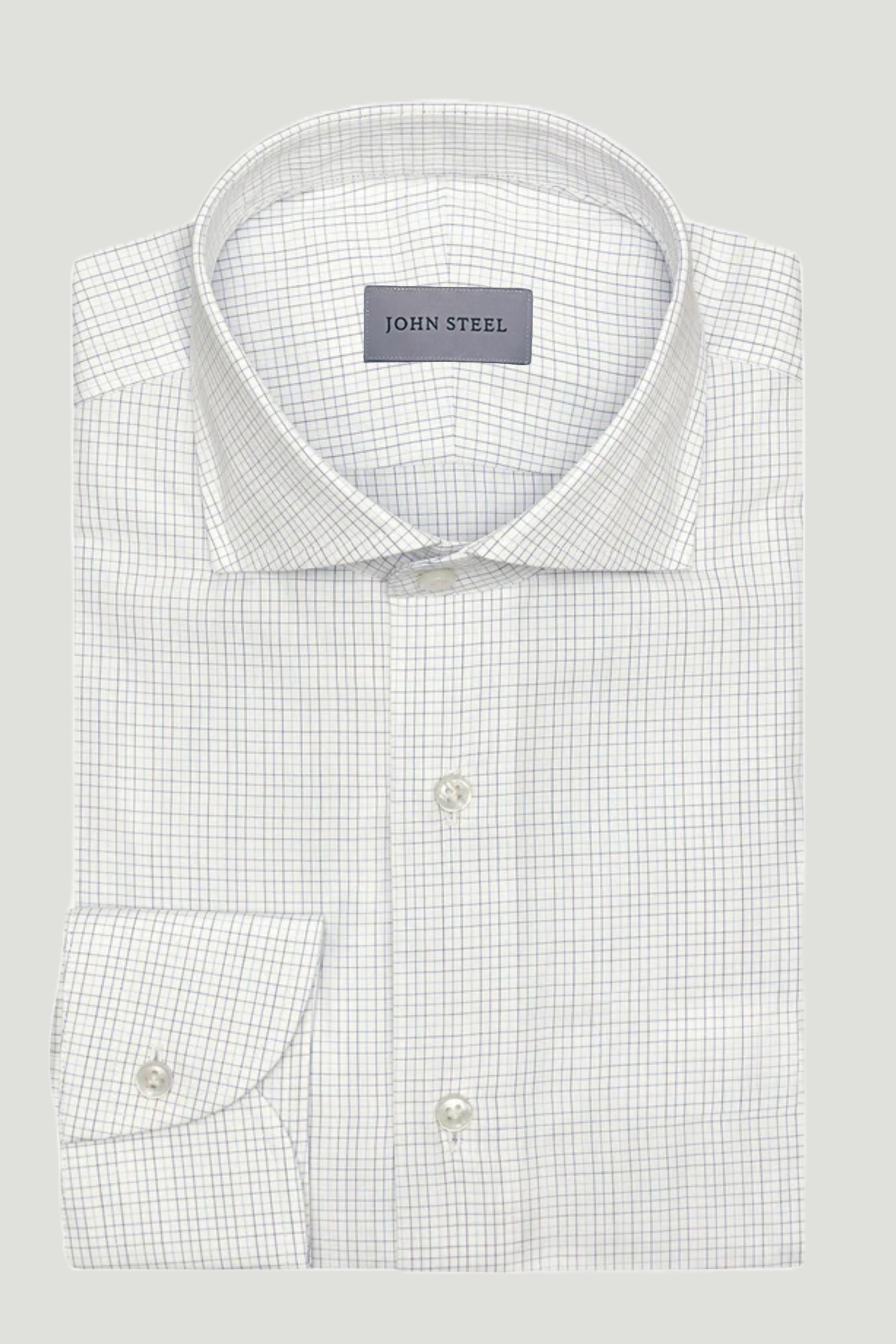 White with Blue Check Dress Shirt custom tailored in Sydney Australia.