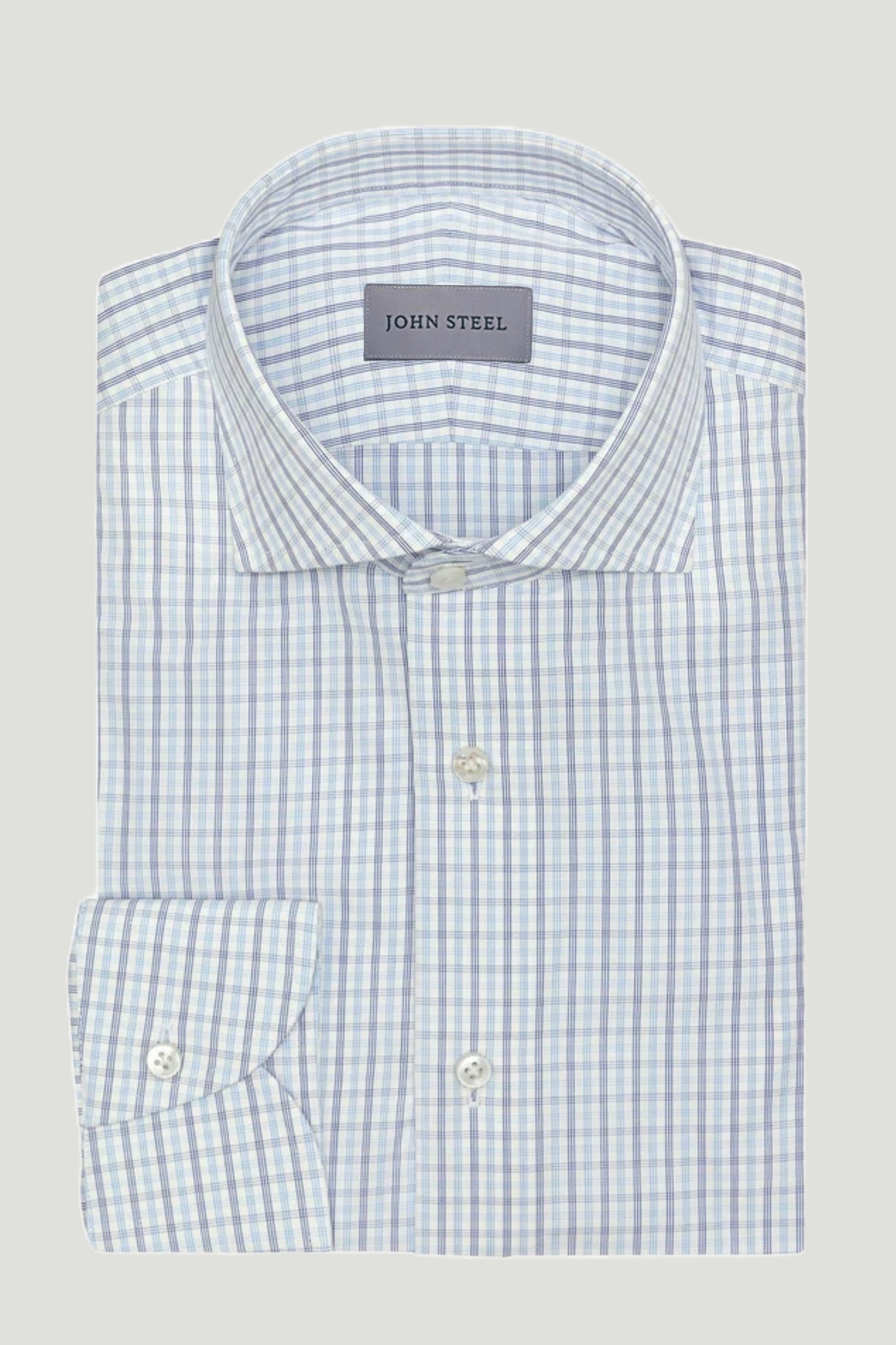 Blue Check Button Up Shirt custom tailored in Sydney Australia.