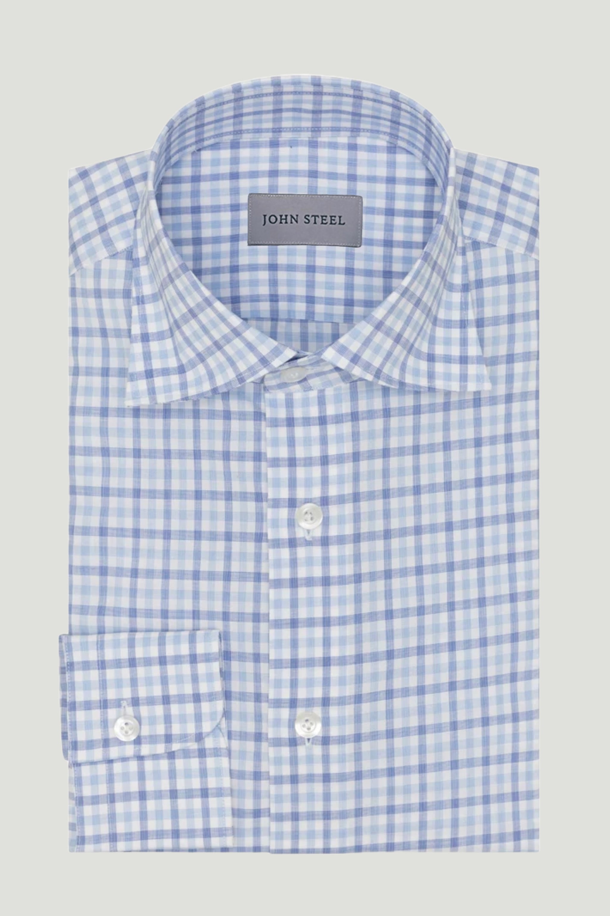 Mixed Blue Check Button Up Shirt custom tailored in Sydney Australia.