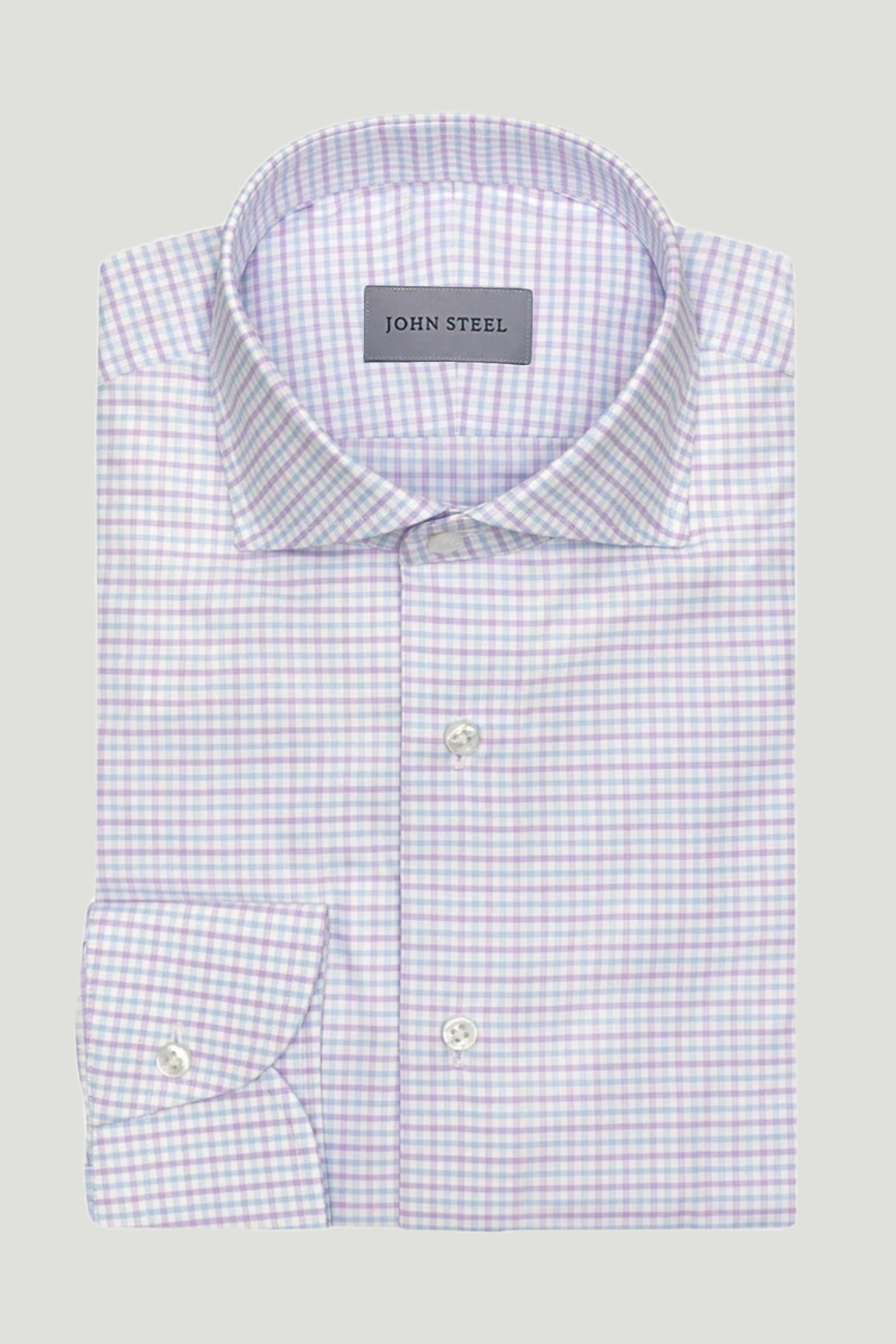 Purple Check Button Up Shirt custom tailored in Sydney Australia.