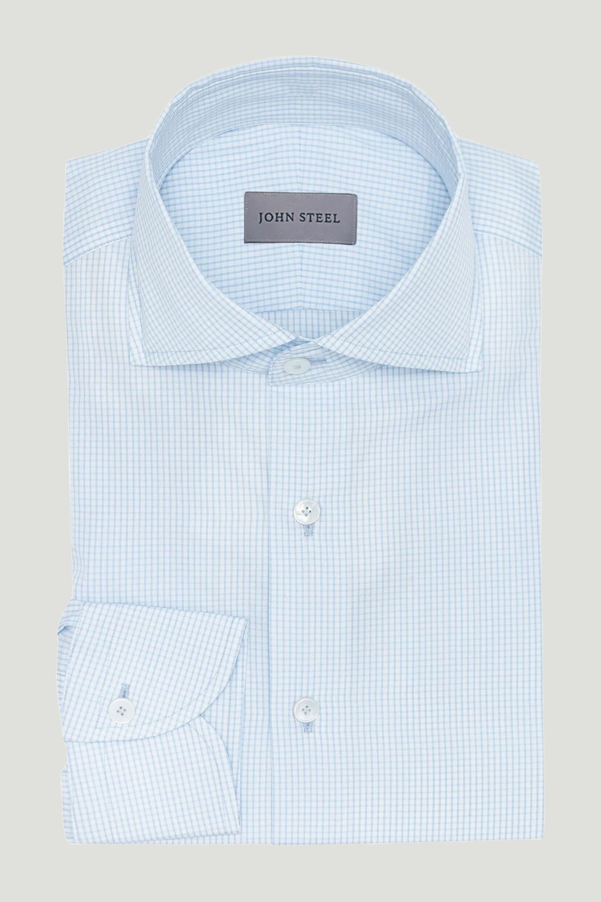White with Blue Check Button Up Shirt custom tailored in Sydney Australia.