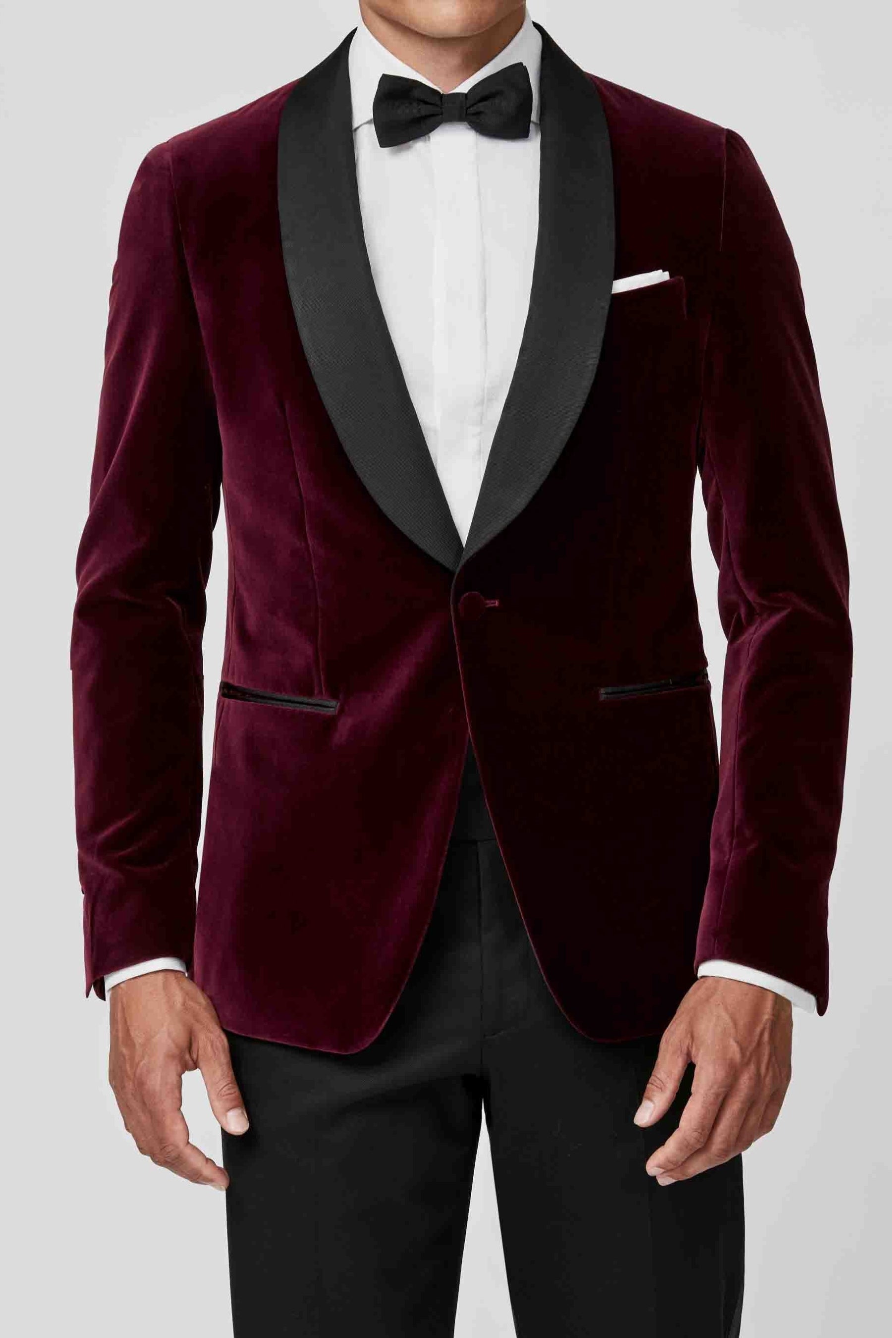 Red Velvet Cotton Jacket with shawl lapel custom tailored in Sydney Australia.