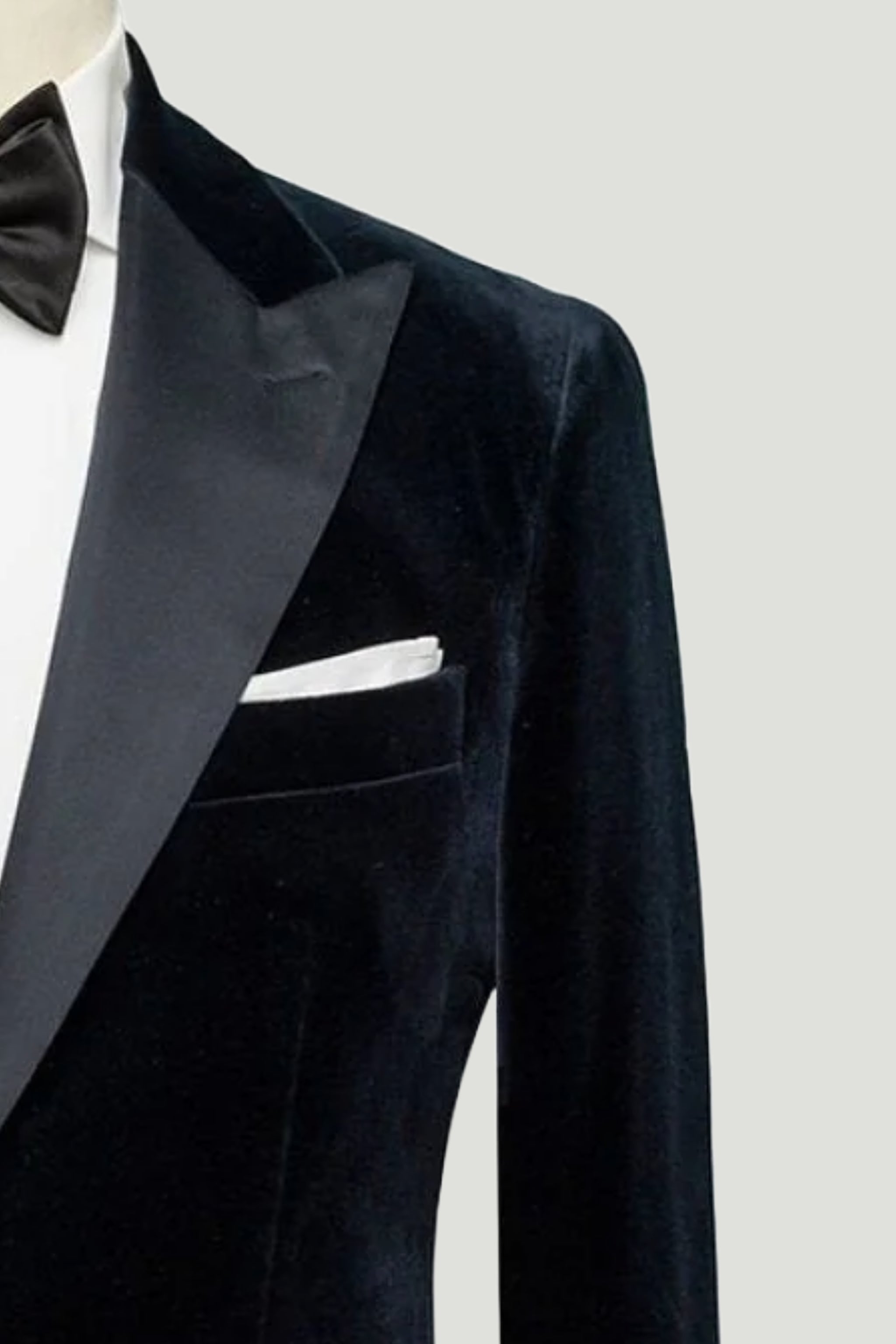 Blue Velvet Cotton Jacket with satin lapel custom tailored in Sydney Australia.