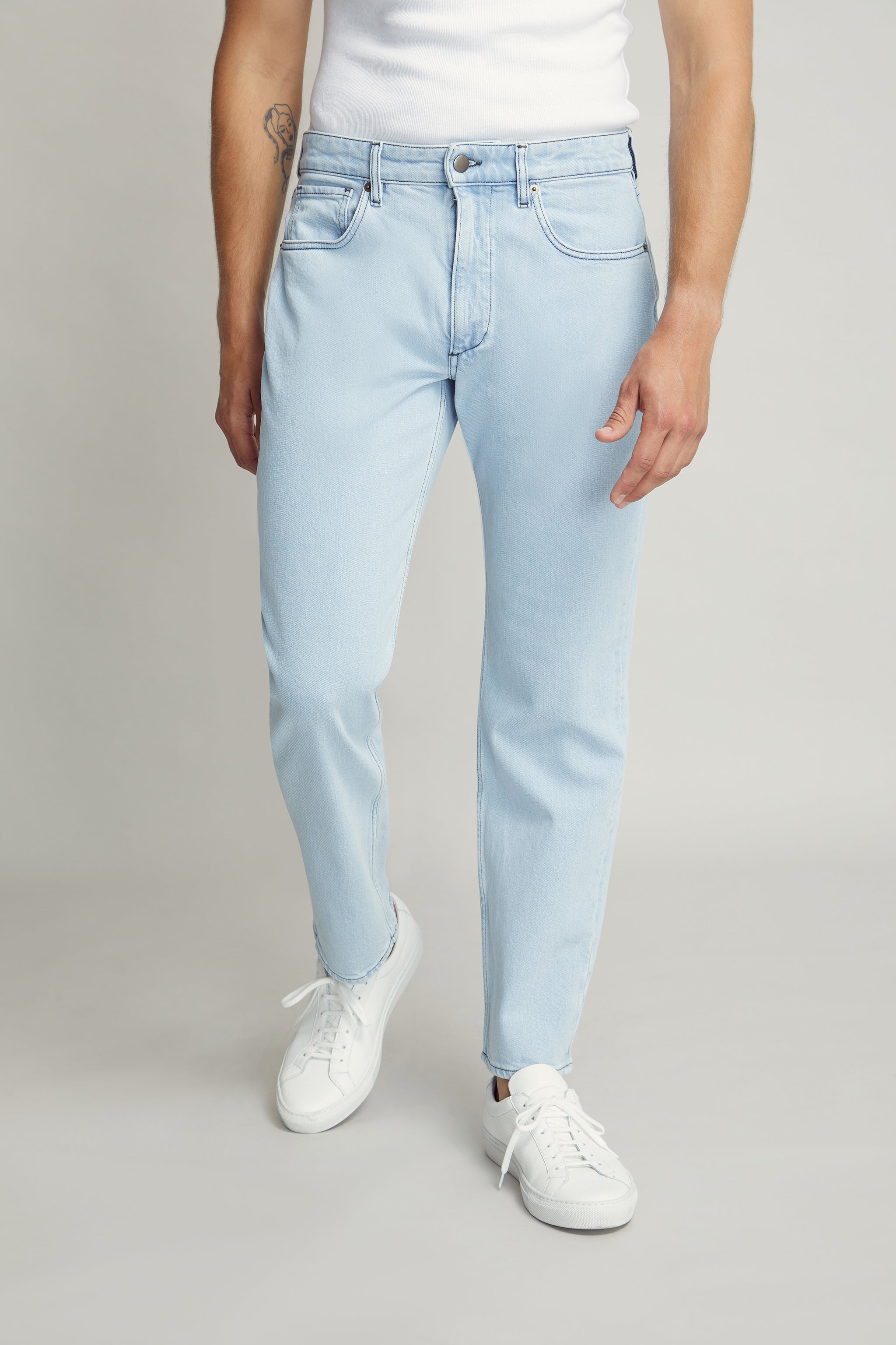 Blue Washed Denim Jeans custom tailored in Sydney Australia.