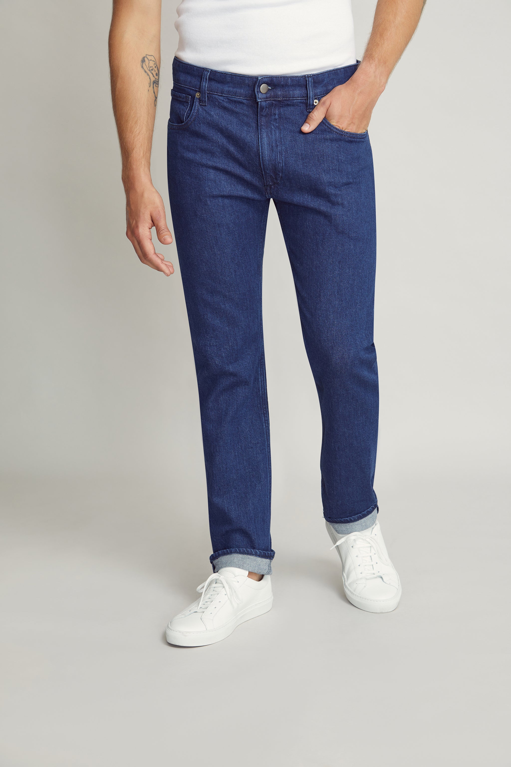 Mid Blue Washed Denim Jeans custom tailored in Sydney Australia.