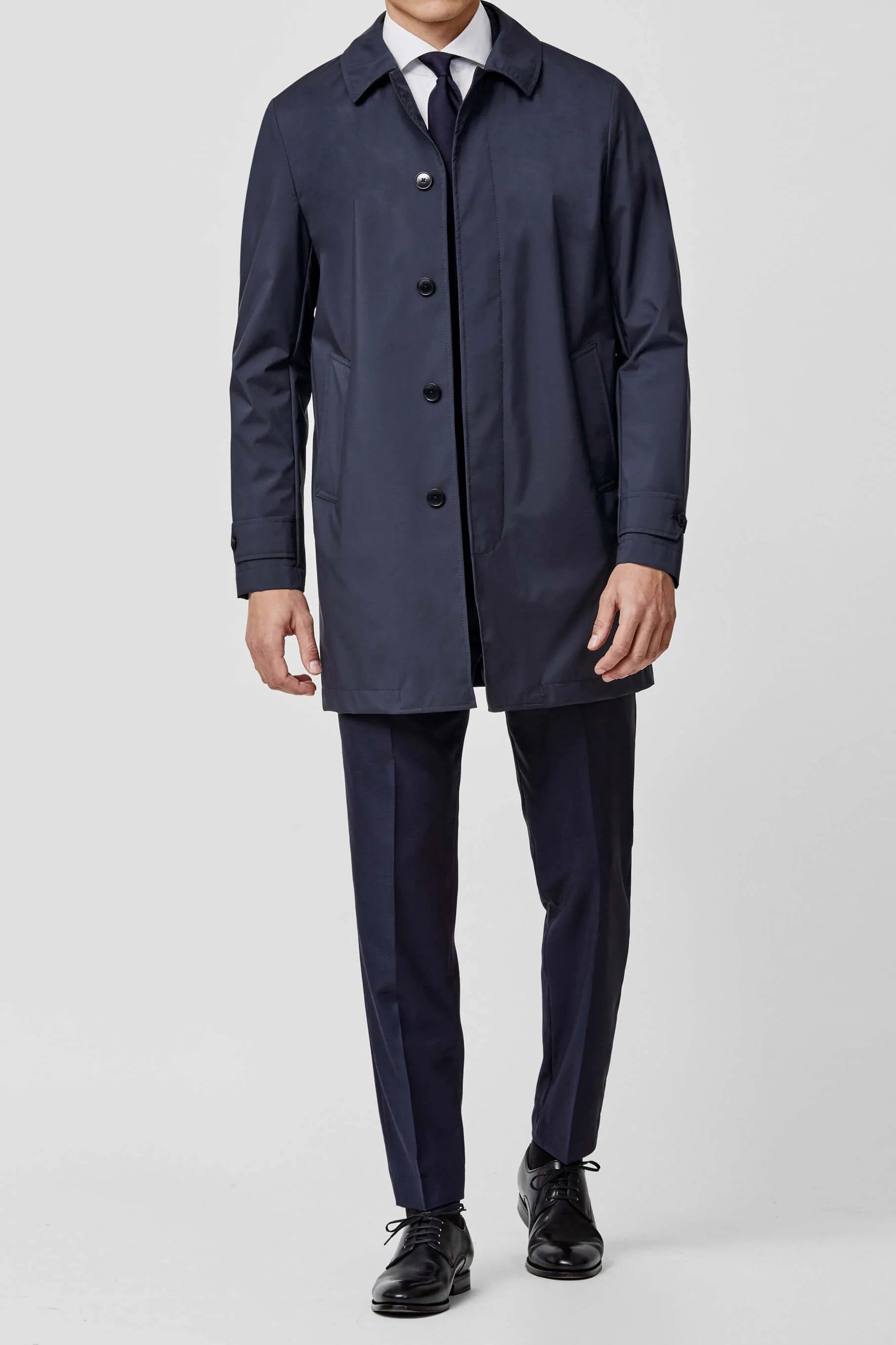 Dark Blue Windbreaker Coat custom tailored in Sydney Australia.