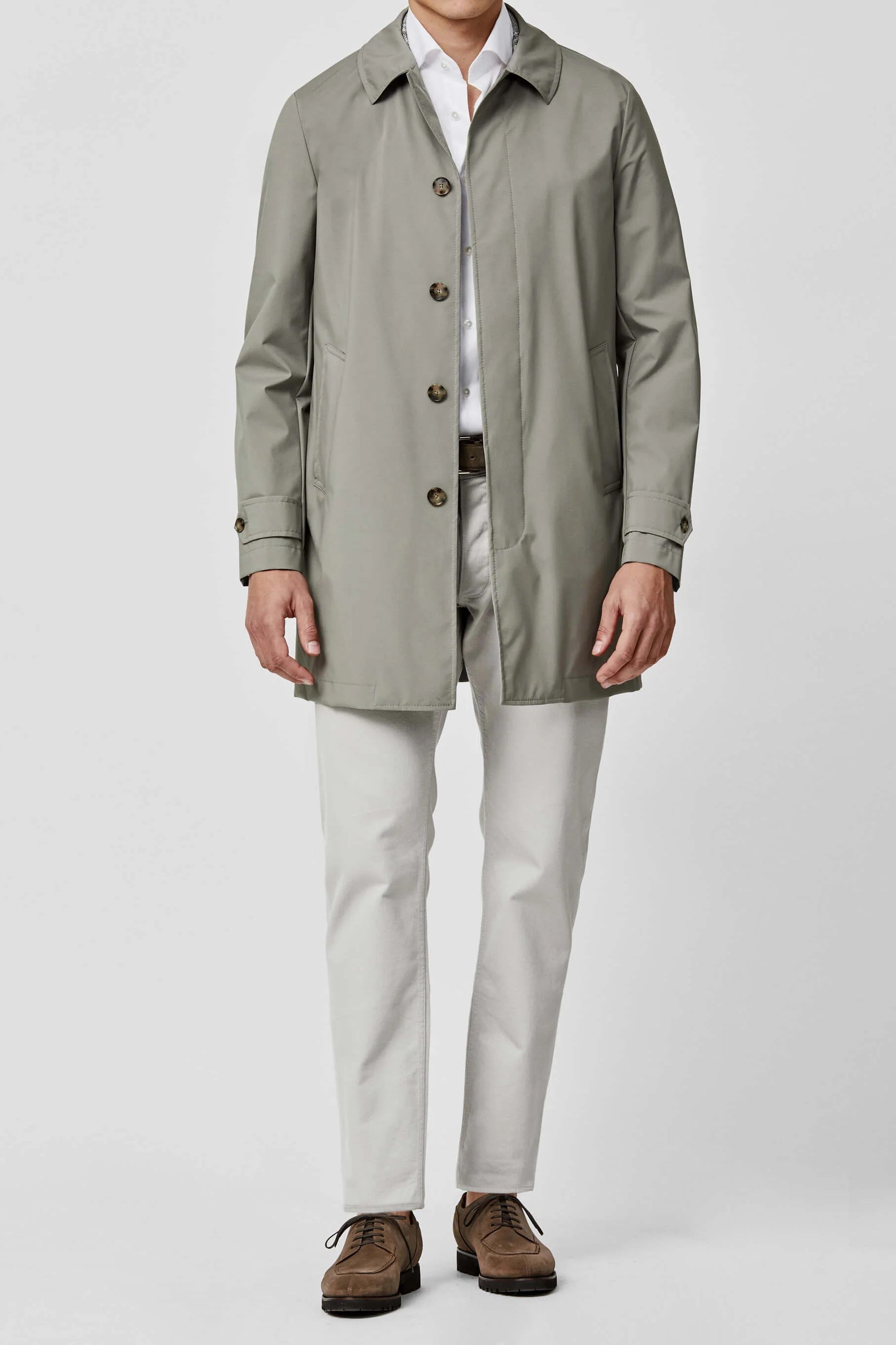 Grey Lightweight Windbreaker Coat custom tailored in Sydney Australia.