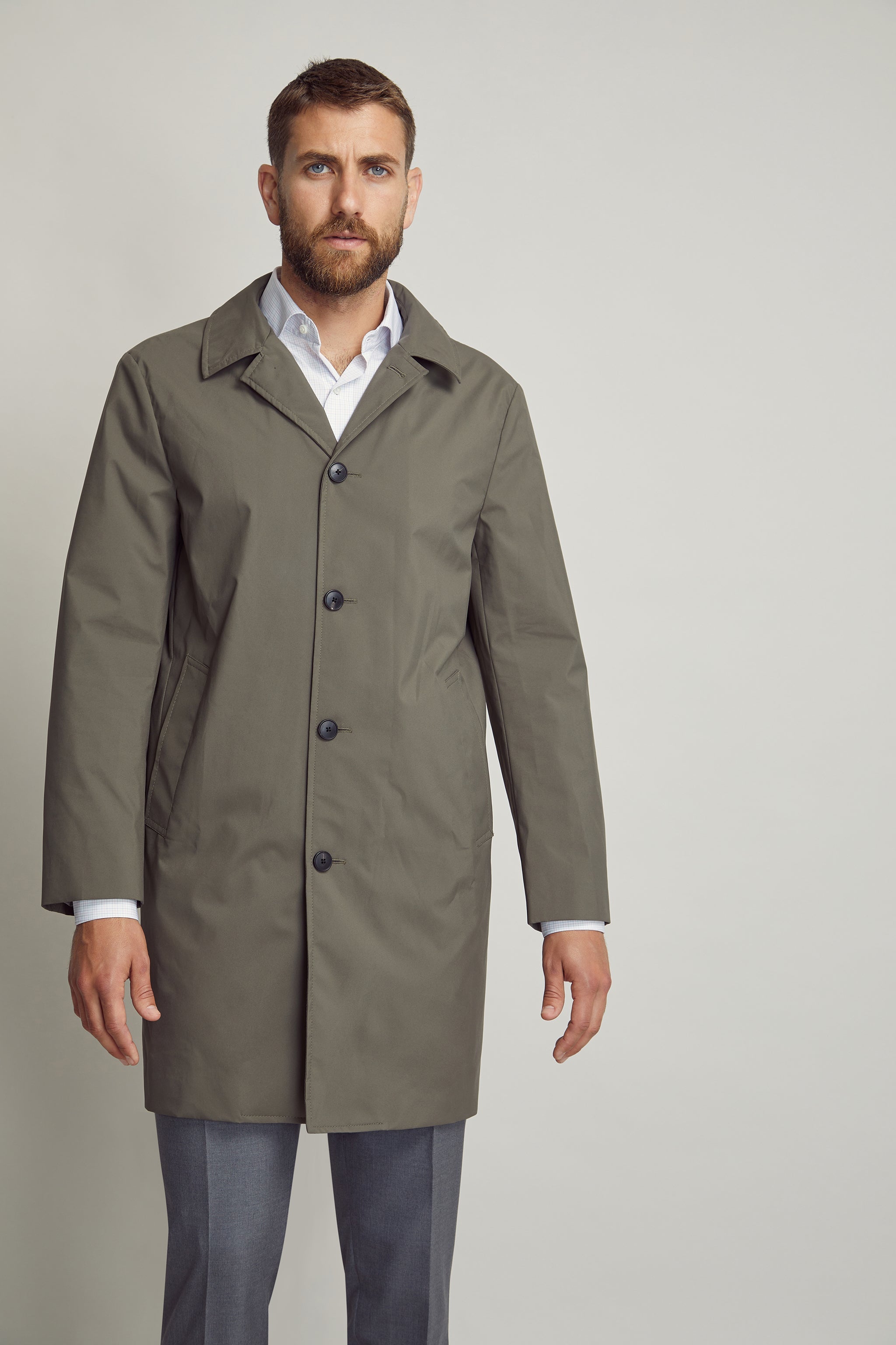 Green lightweight Windbreaker Coat custom tailored in Sydney Australia.