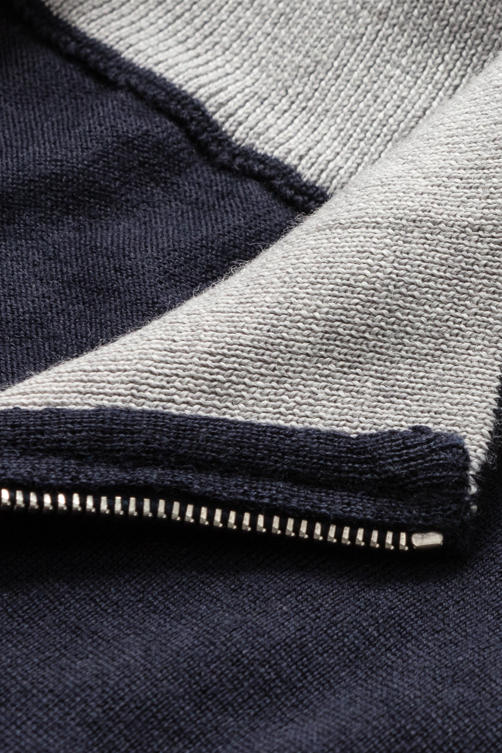 Navy Wool Cashmere Half Zip sweater custom tailored in Sydney Australia.