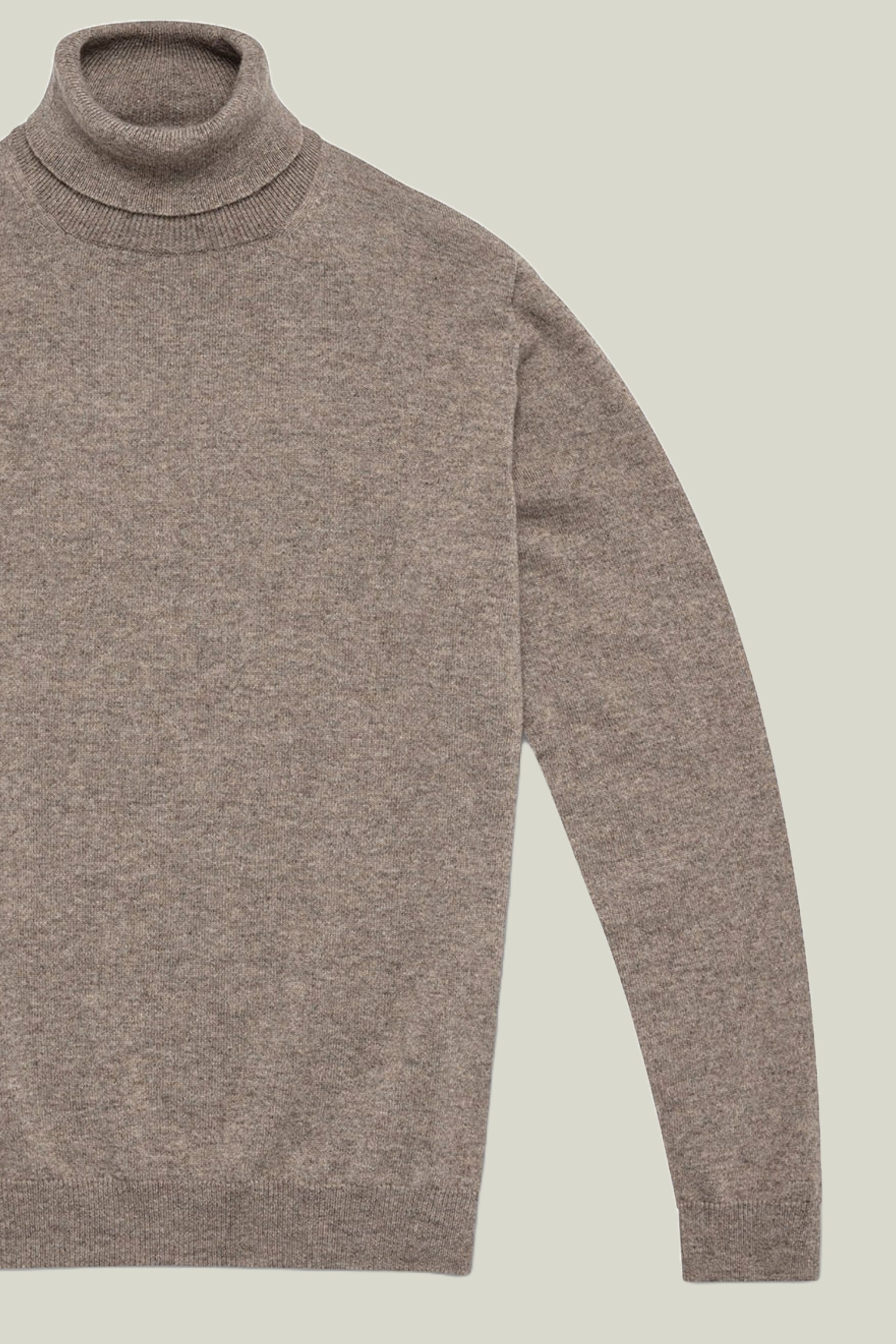 Taupe Wool Cashmere Turtle Neck Sweater custom tailored in Sydney Australia.