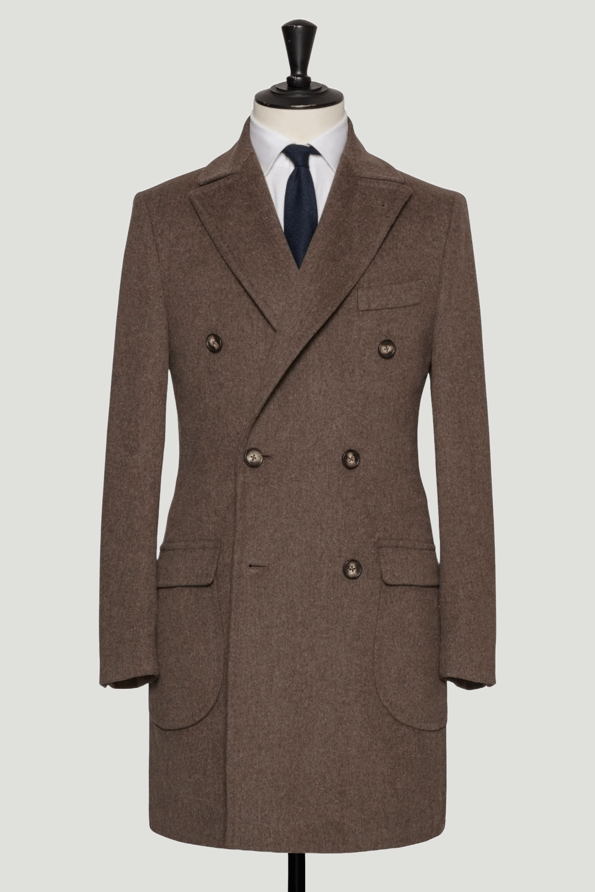 Brown Melange Wool Overcoat custom tailored in Sydney Australia.