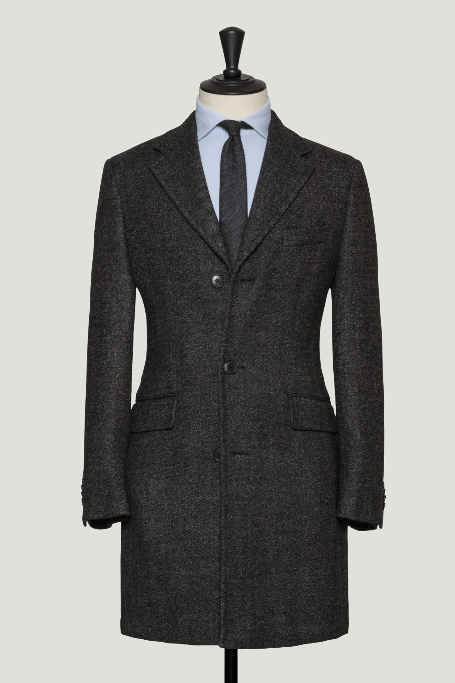 Charcoal Wool Overcoat custom tailored in Sydney Australia.