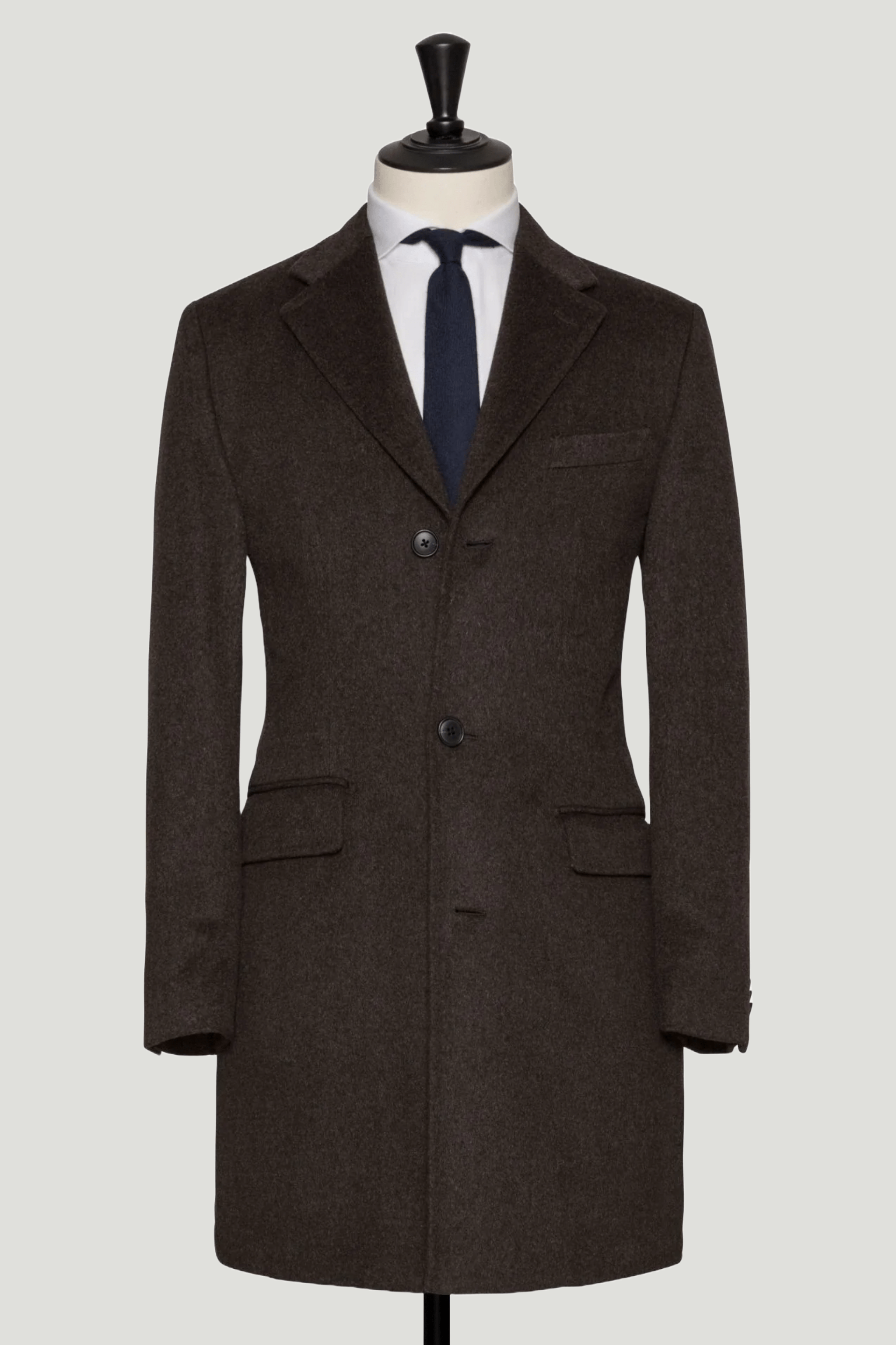 Dark Brown Wool Overcoat custom tailored in Sydney Australia.
