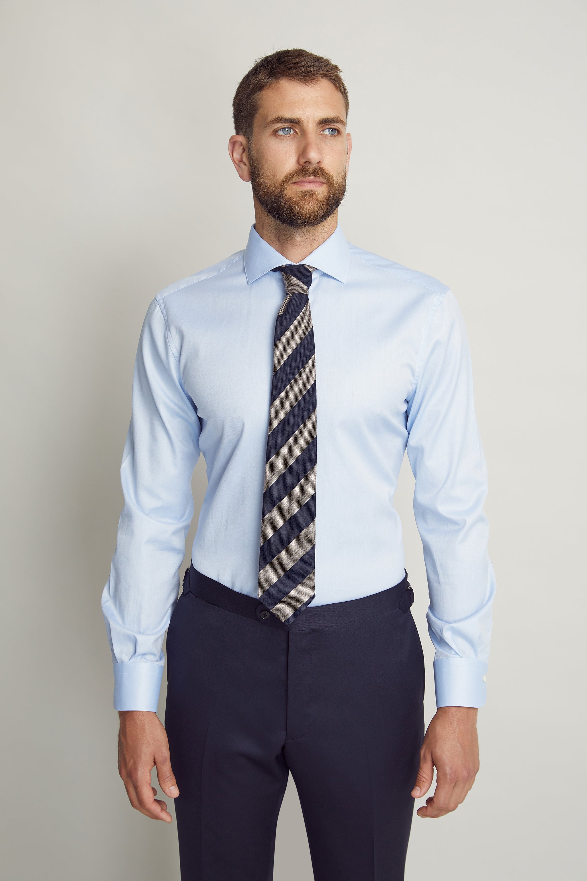Midnight Blue and Brown Striped Tie