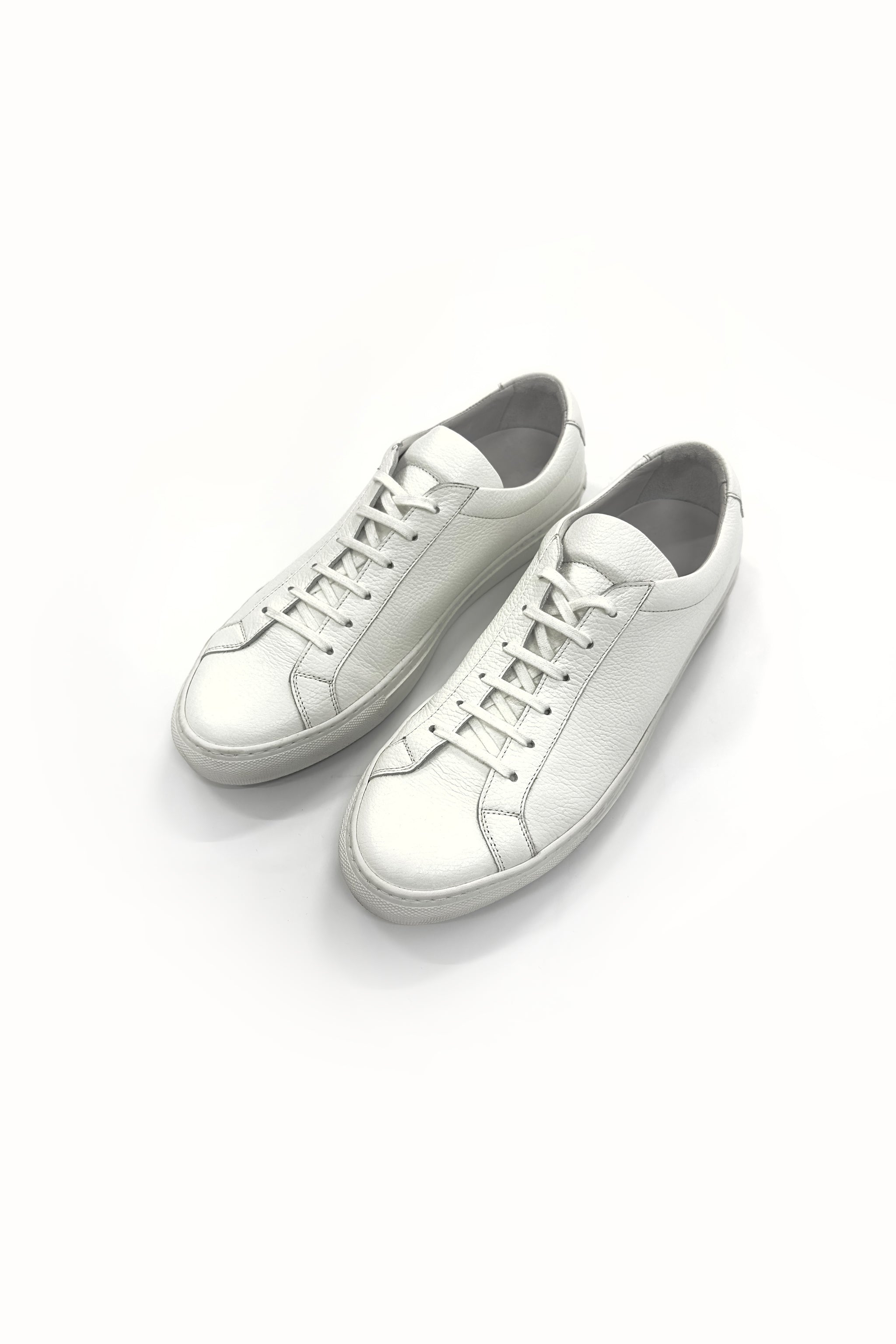 White Leather Grain Sneakers