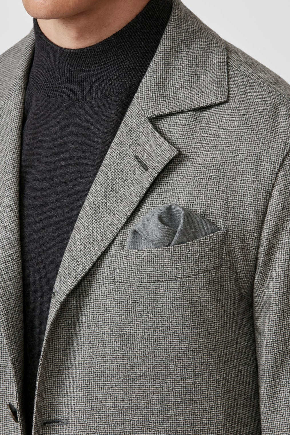 Grey Houndstooth Casual Flannel Work Blazer custom tailored in Sydney Australia, front view.