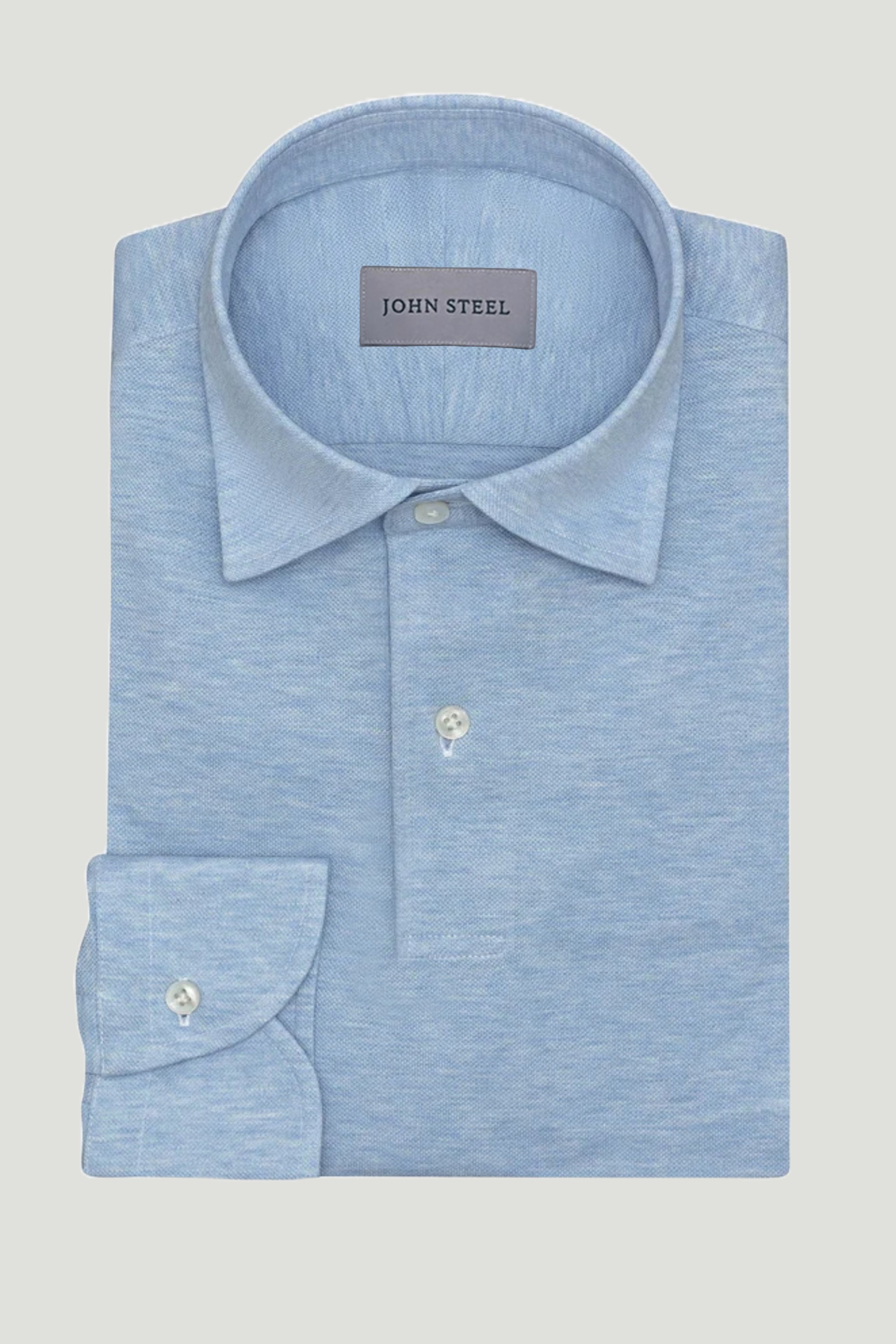 Light Blue Pique Polo Shirt custom tailored in Sydney Australia.