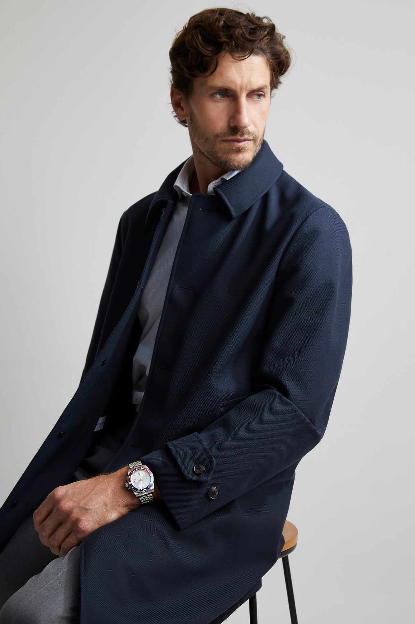 Dark Blue Wool Car coat custom tailored in Sydney Australia.